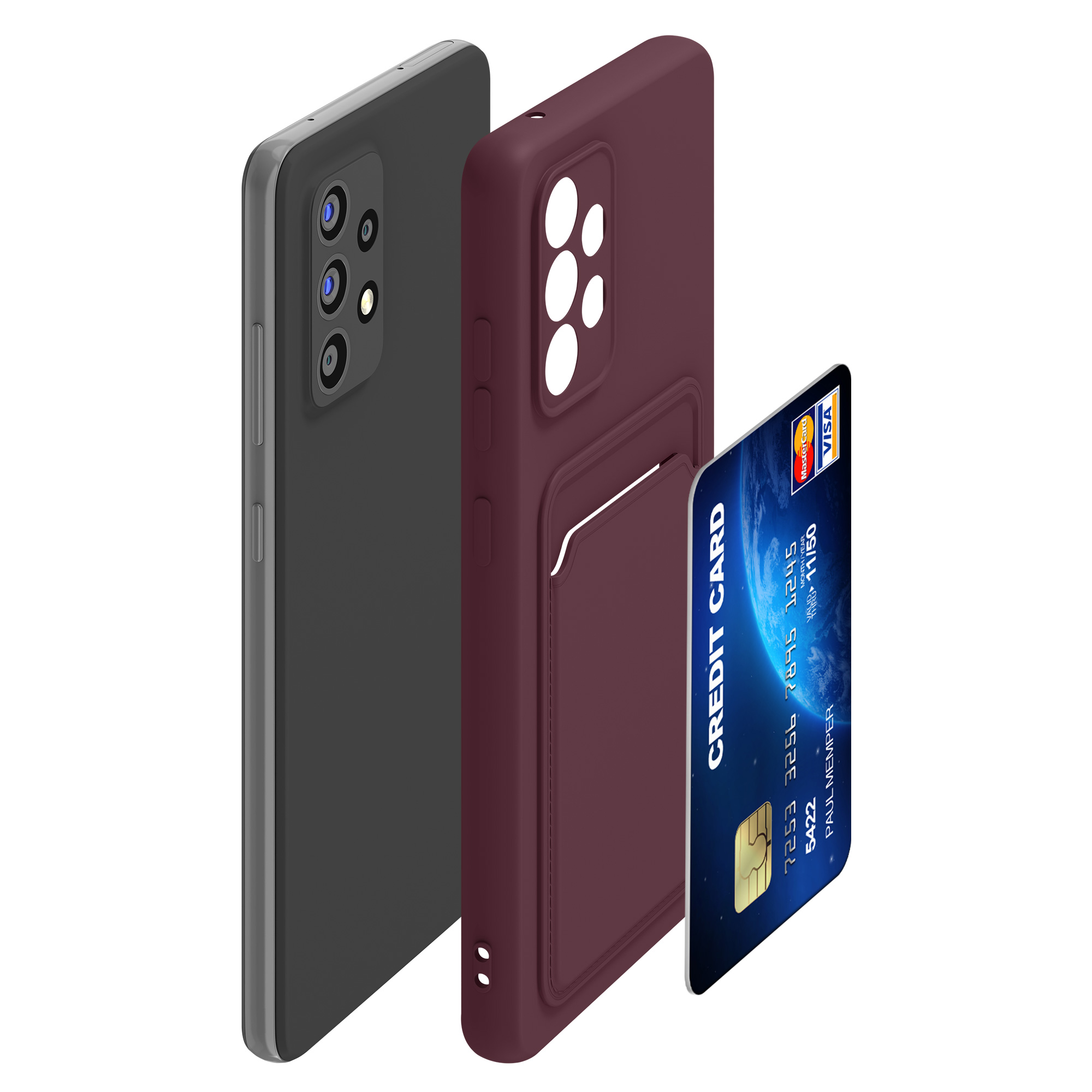 Kryt na mobil Samsung Galaxy A52 / A52 5G / A52s 5G kwmobile TPU s přihrádkou na kartu Rezavě červená