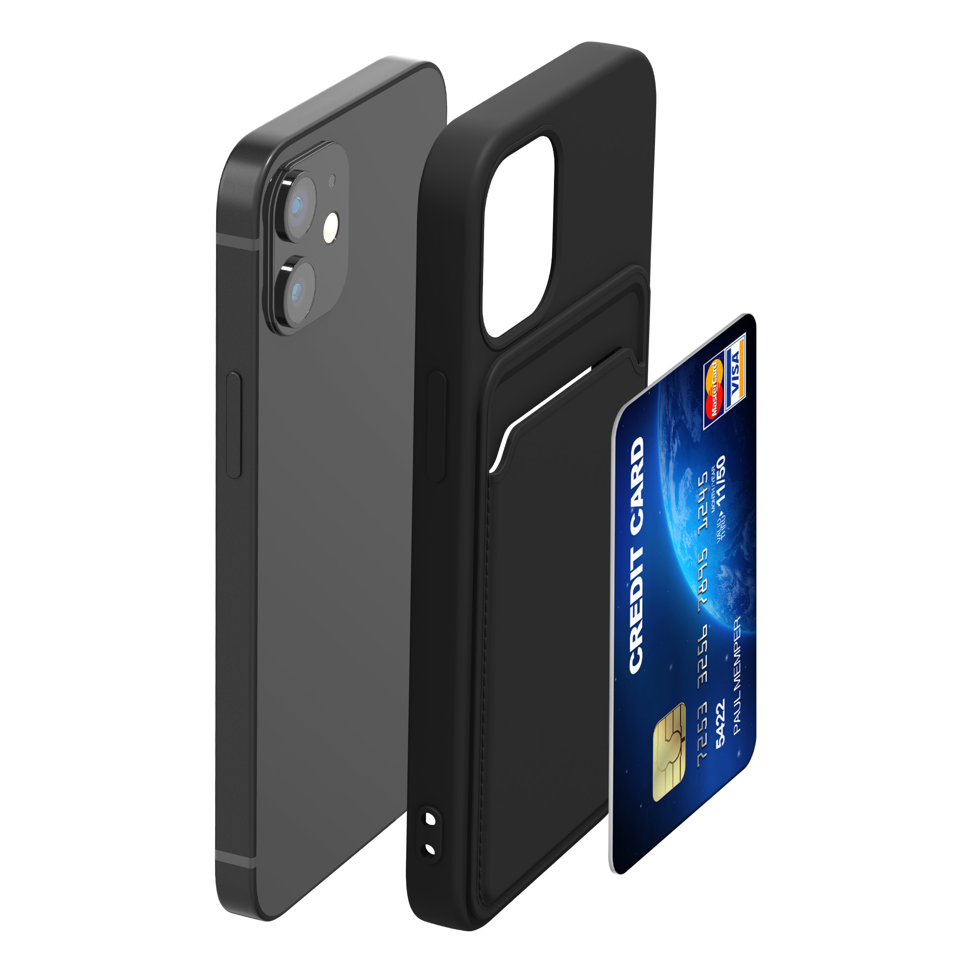 Kryt s přihrádkou kwmobile pro iPhone 12 mini - černá
