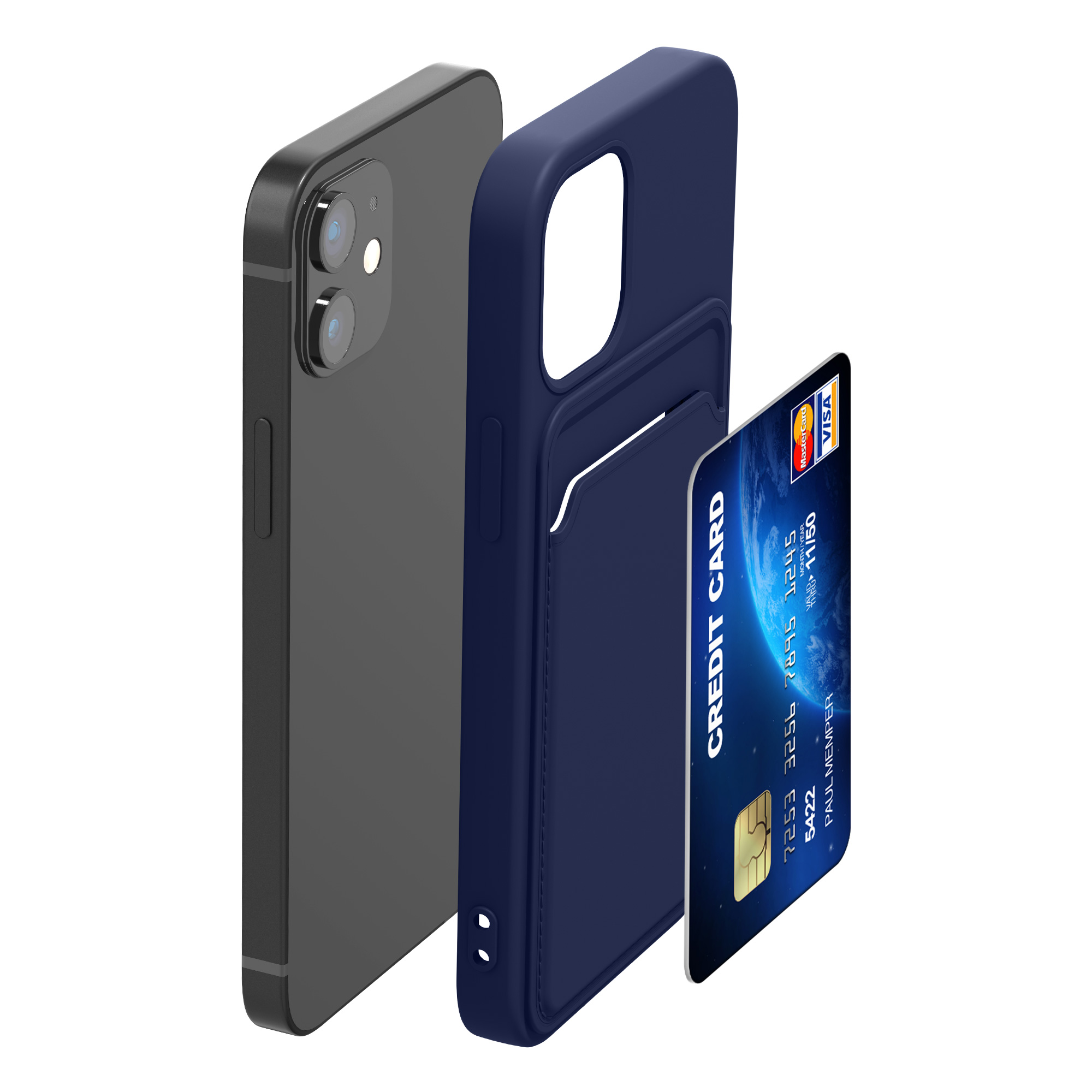 Kryt s přihrádkou kwmobile pro iPhone 12 mini - dark Blue