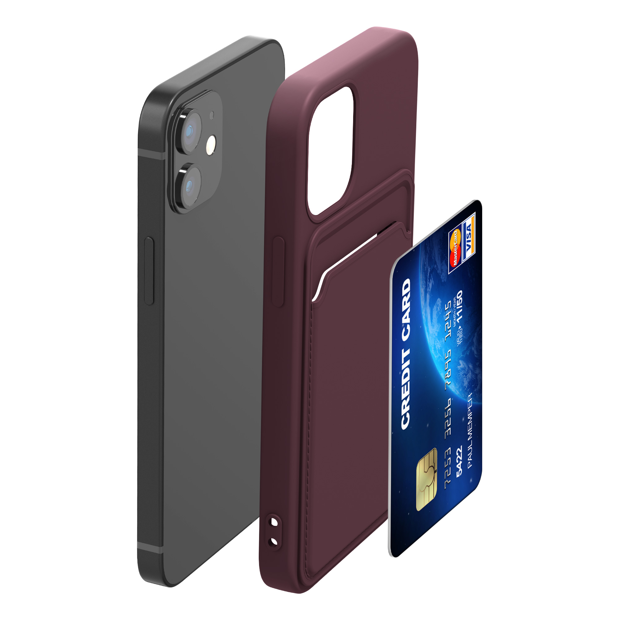 Kryt s přihrádkou kwmobile pro iPhone 12 mini - tawny červená