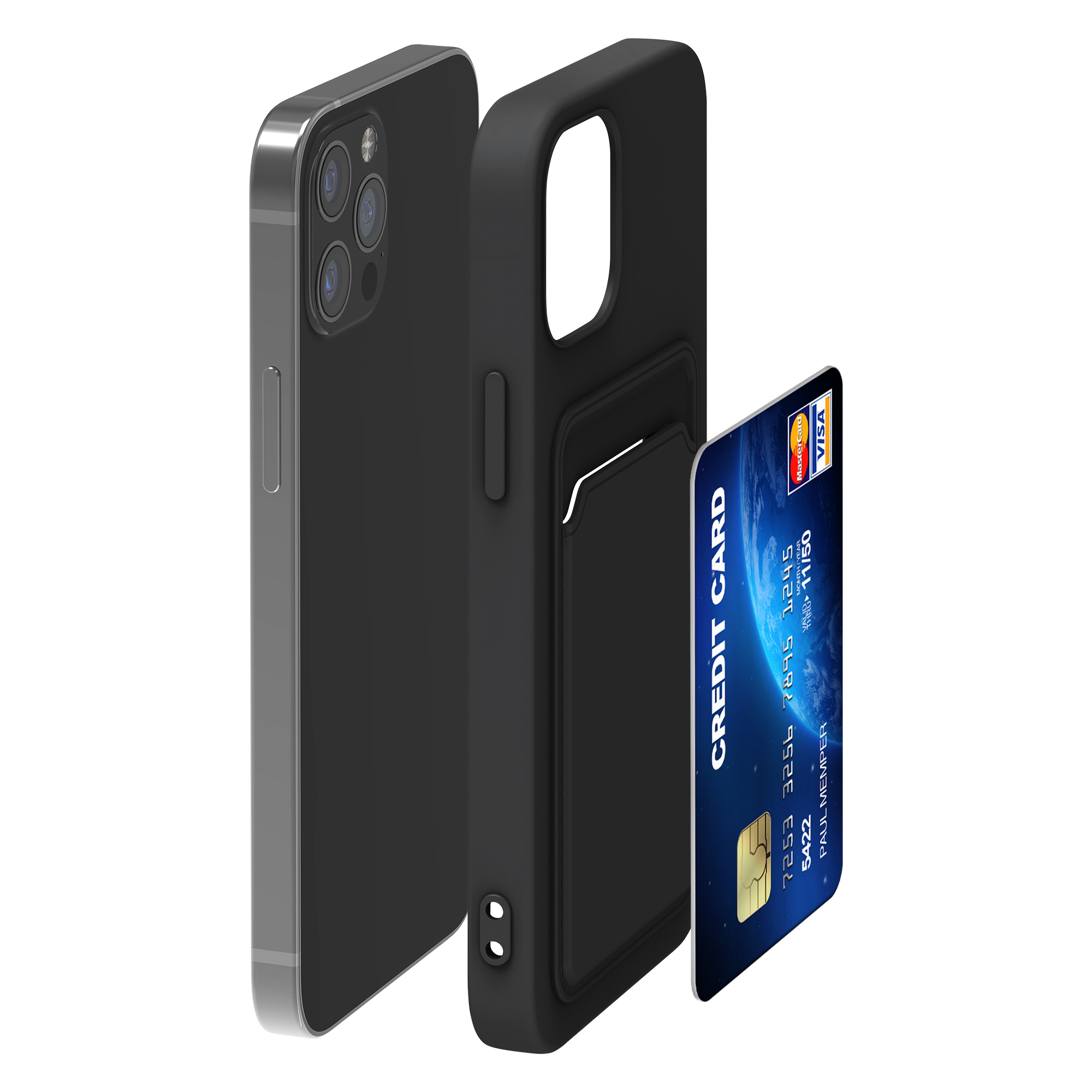Kryt s přihrádkou kwmobile pro iPhone 12 / iPhone 12 Pro - černá