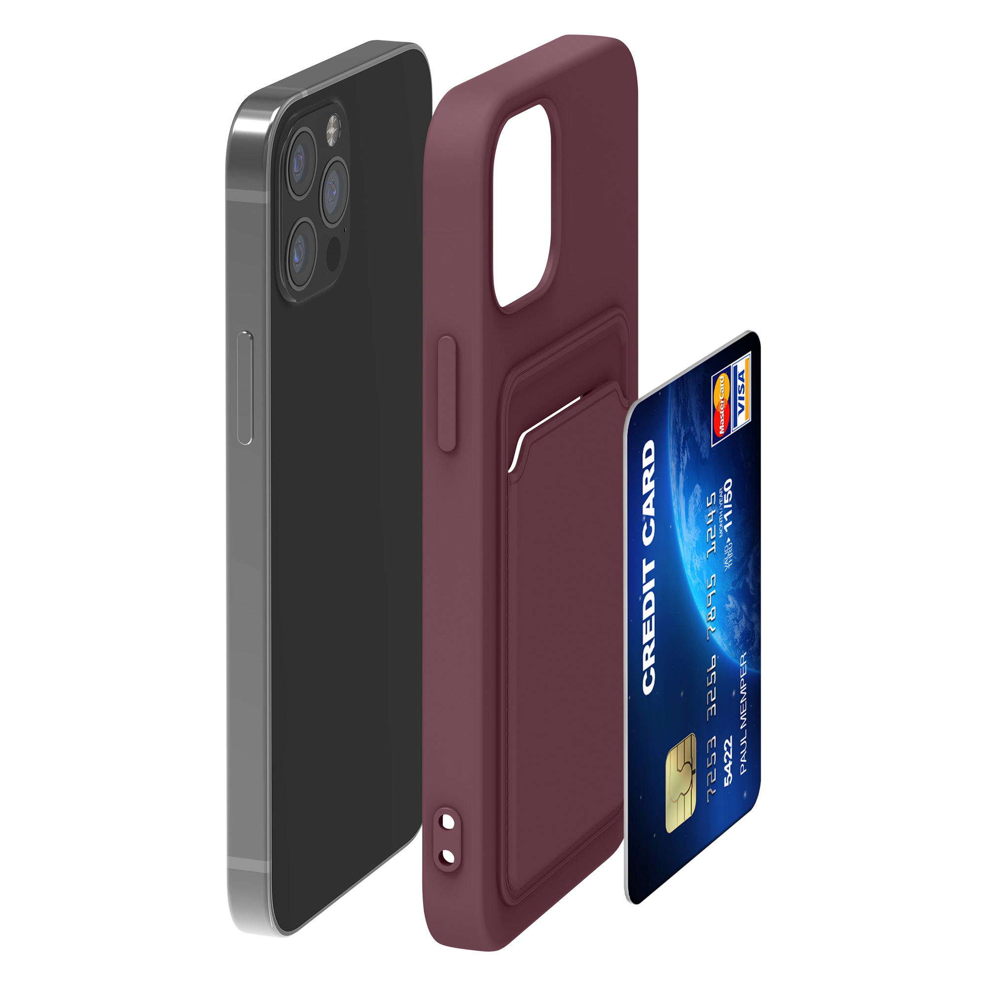 Kryt s přihrádkou kwmobile pro iPhone 12 / iPhone 12 Pro - tawny červená