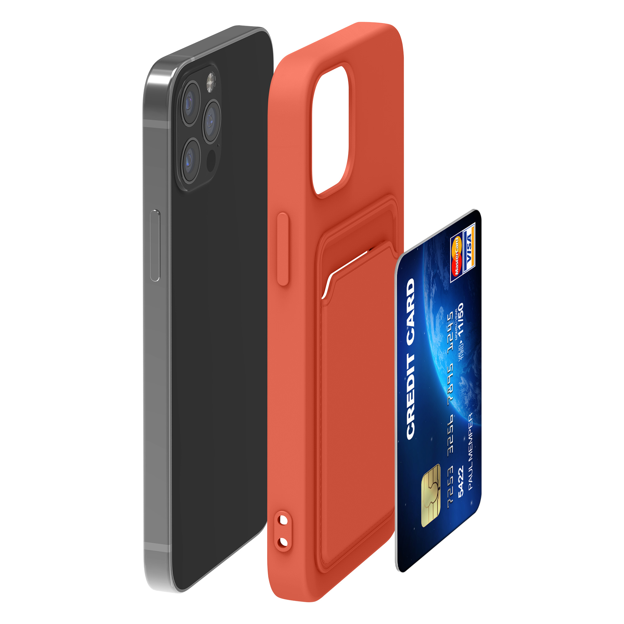 Kryt s přihrádkou kwmobile pro iPhone 12 / iPhone 12 Pro - korálová