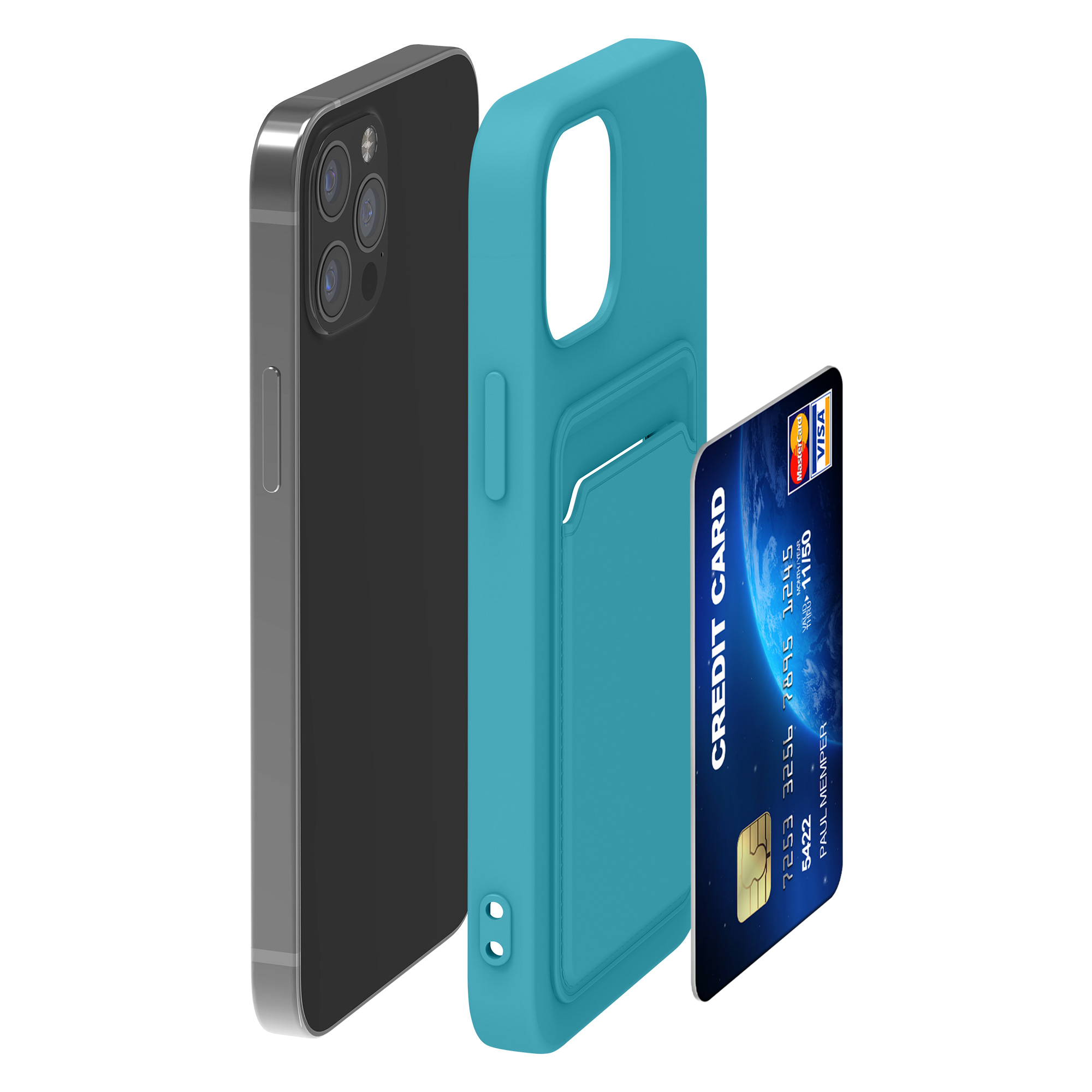 Kryt na mobil kwmobile iPhone 12 / iPhone 12 Pro - karta, matná světle modrá