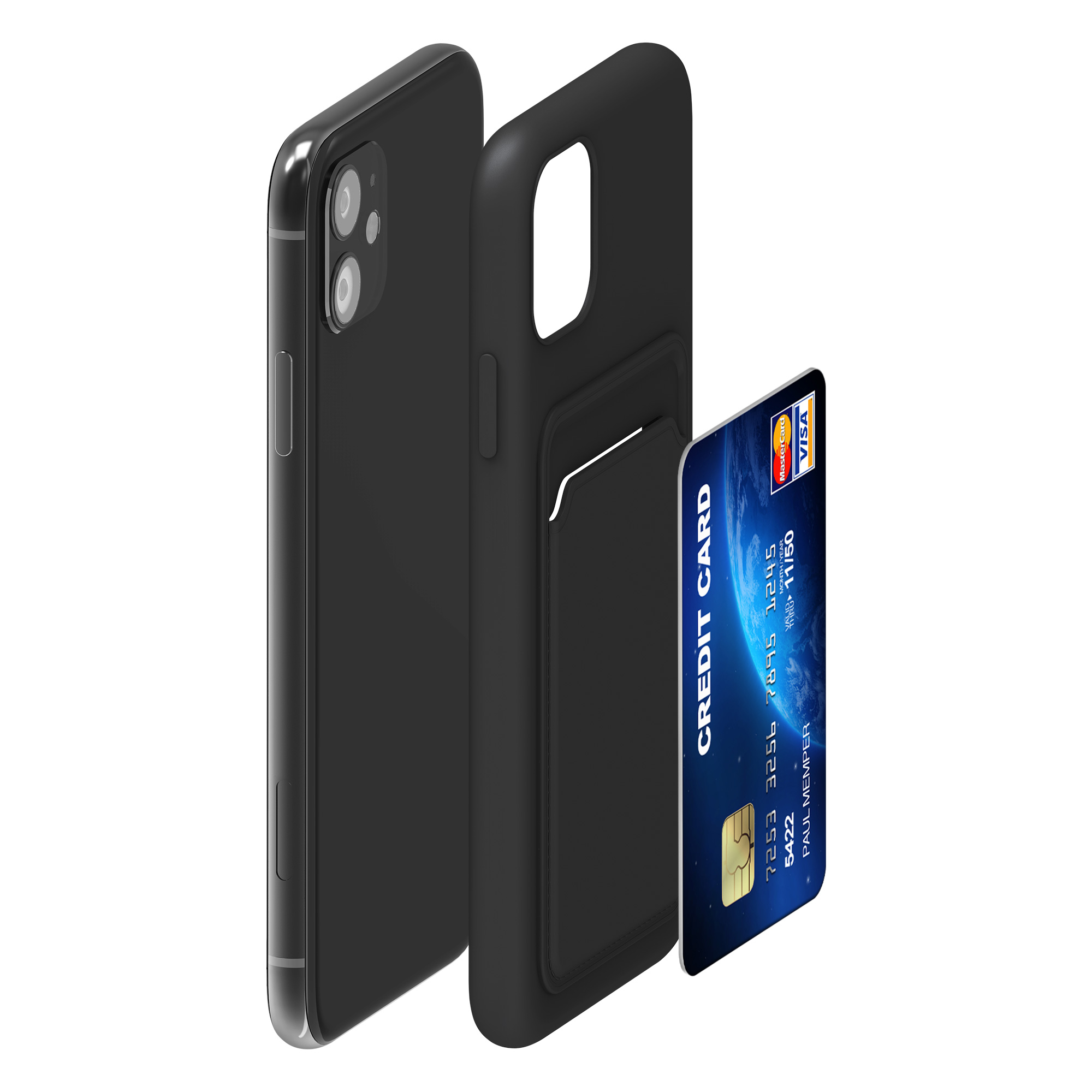 Kryt na mobil kwmobile iPhone 11 - karta, černá