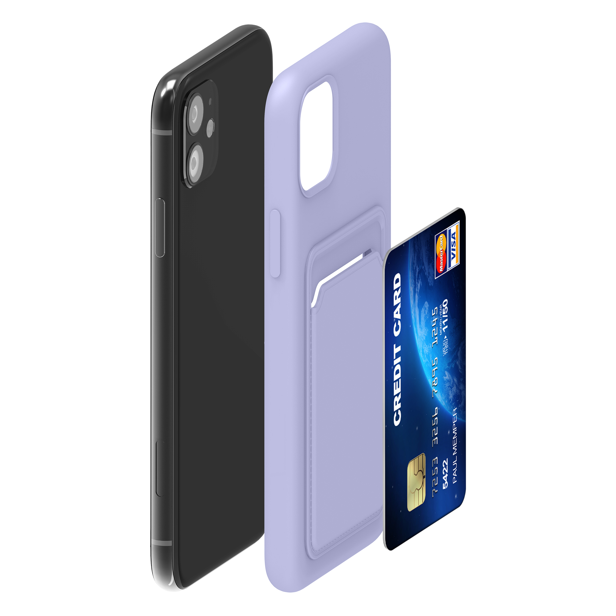 Kryt na mobil kwmobile iPhone 11 - karta, levandulová