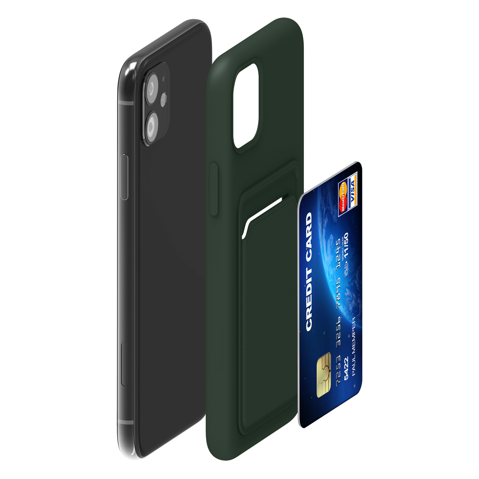 Kryt na mobil kwmobile iPhone 11 - karta, tmavě zelená