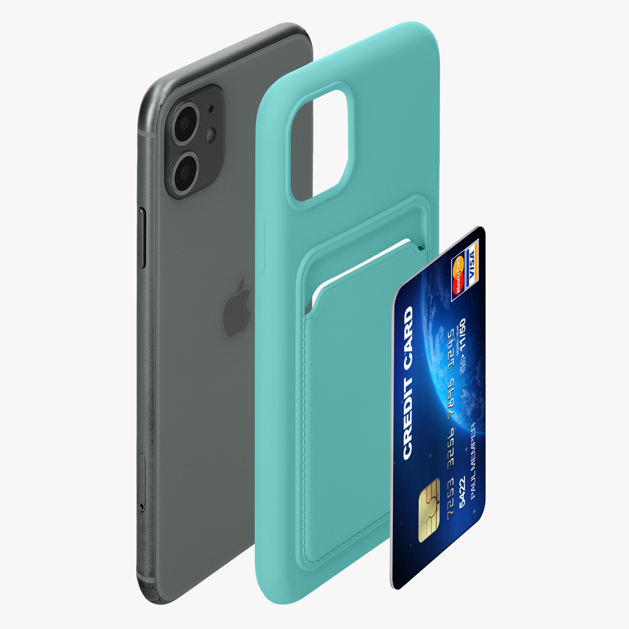 Kryt na mobil kwmobile iPhone 11 - karta, Mint