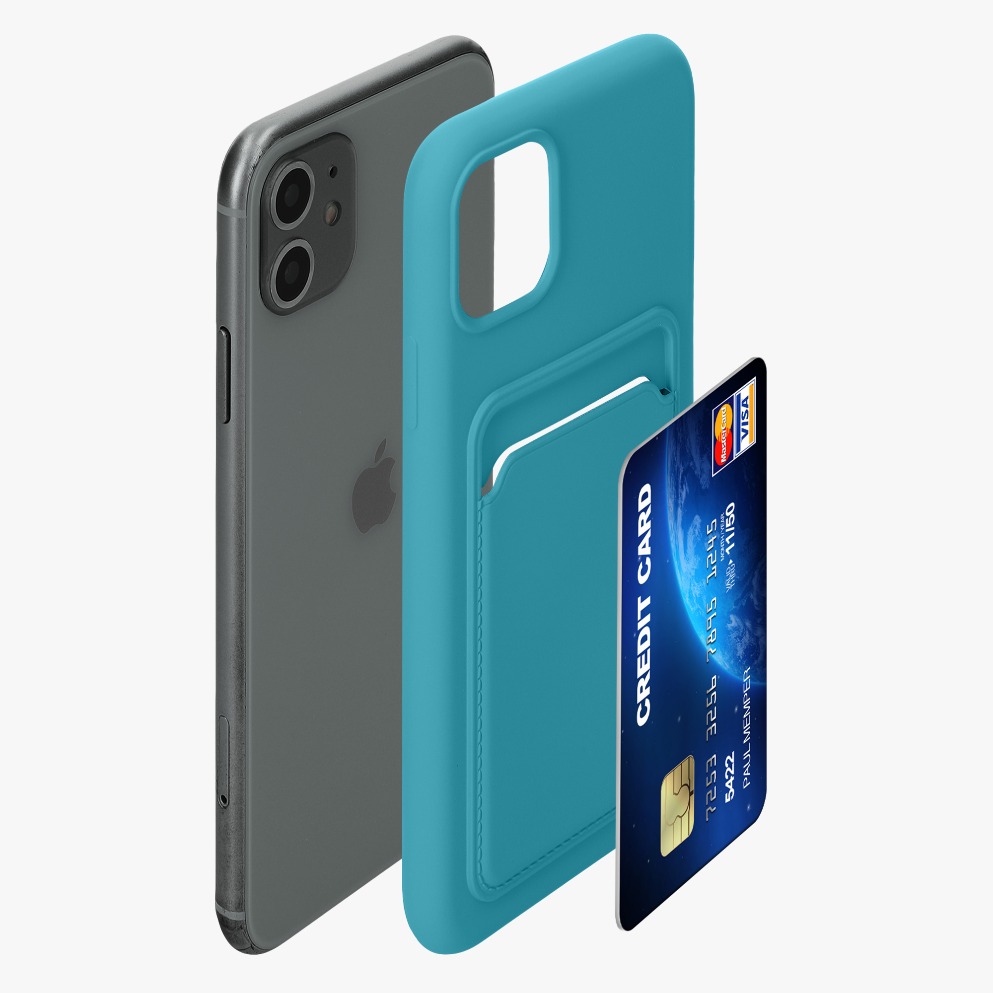 Kryt na mobil kwmobile iPhone 11 - karta, matná světle modrá