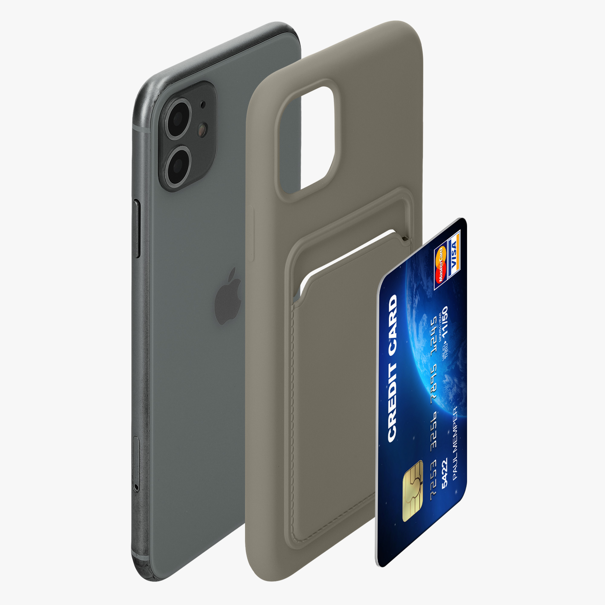 Kryt na mobil kwmobile iPhone 11 - karta, matná světle šedá