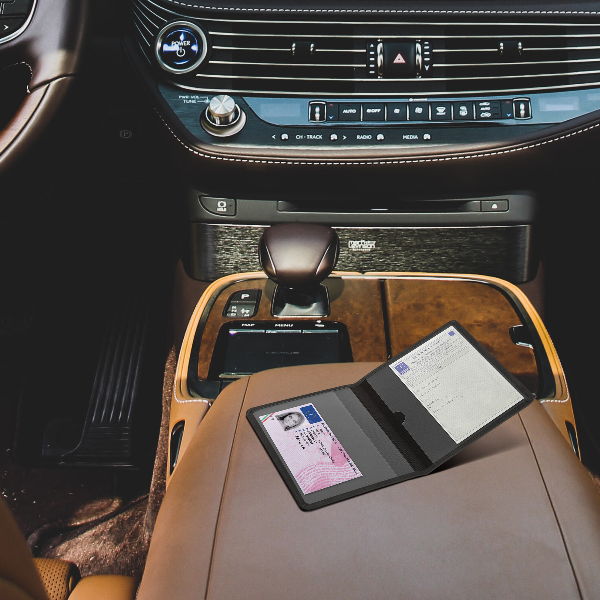 Obal na doklady od auta kwmobile syntetický semiš - černá