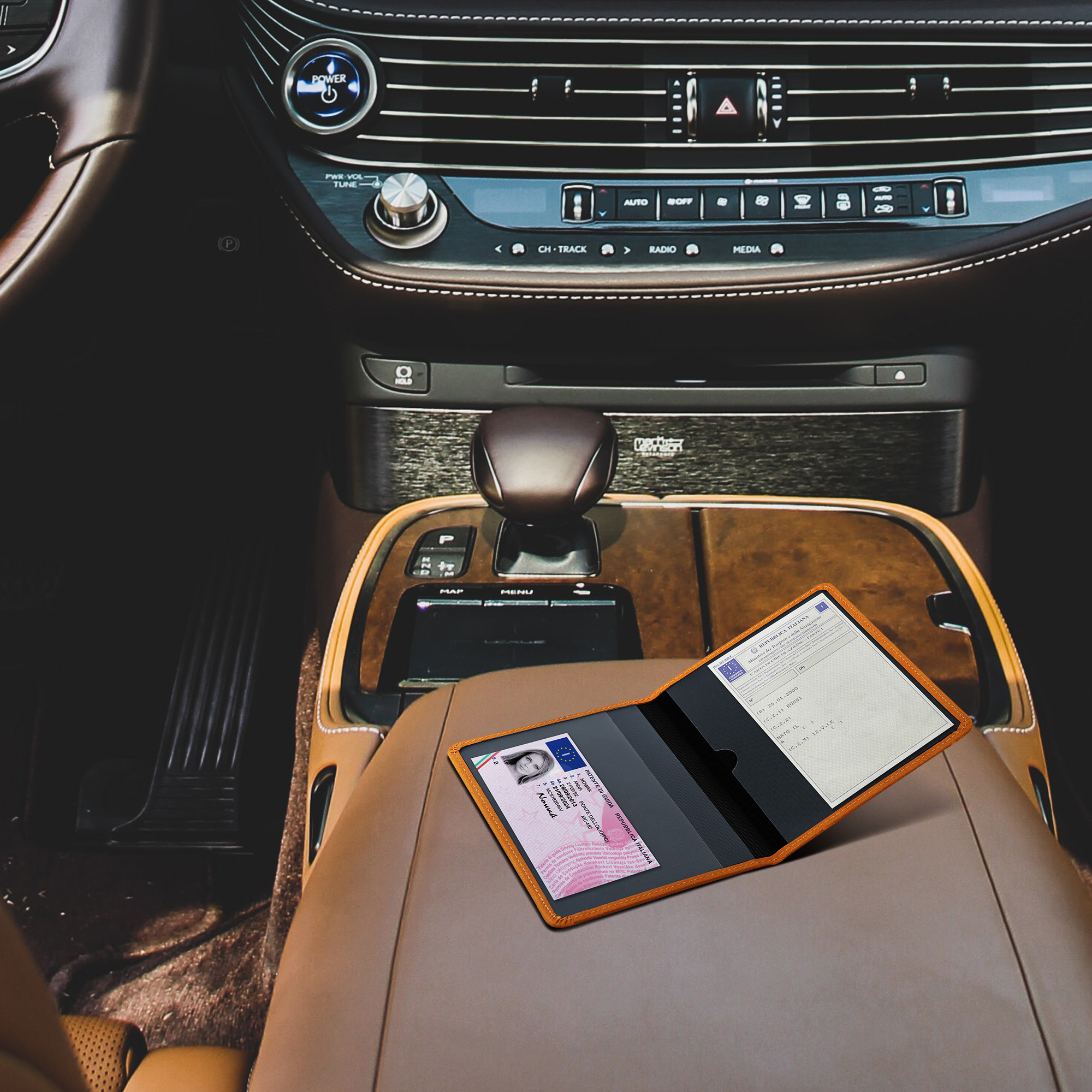 Obal na doklady od auta kwmobile syntetický semiš - Brown