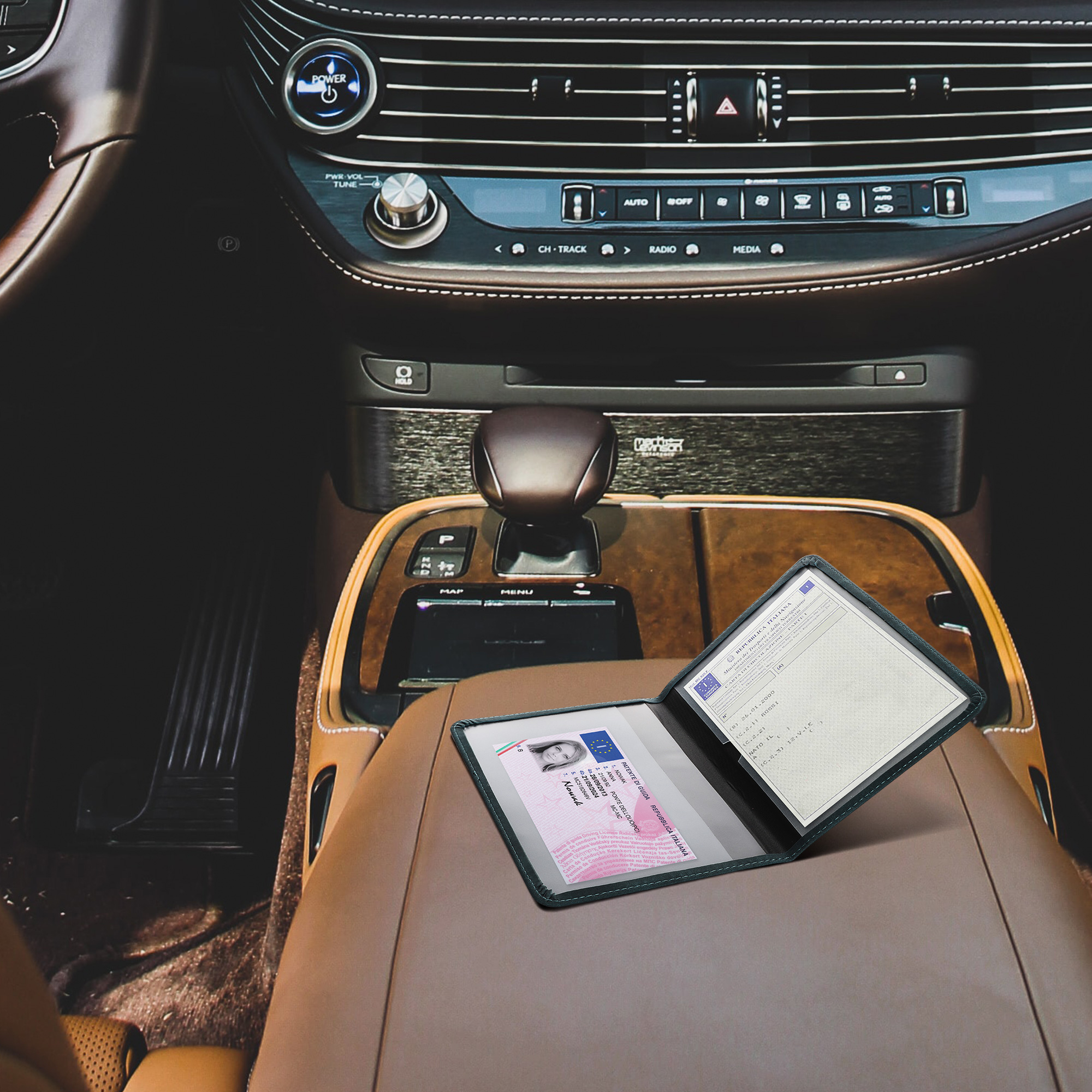Obal na doklady od auta kwmobile syntetický semiš - tmavě modrá