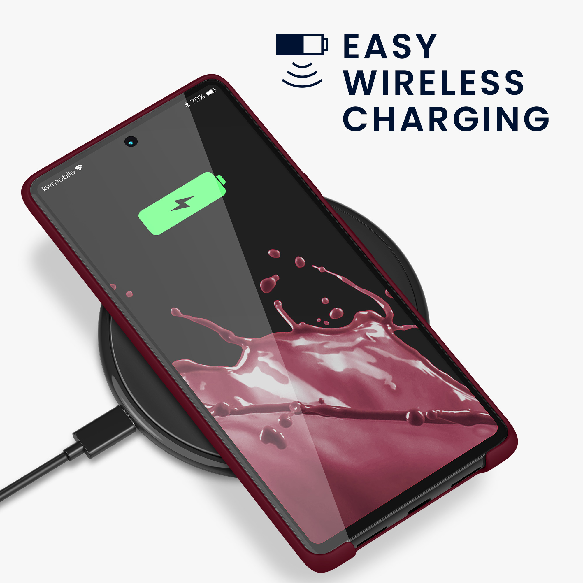 Silikonový kryt kwmobile pro Google Pixel 6 Pro - wireless charging rhubarb red