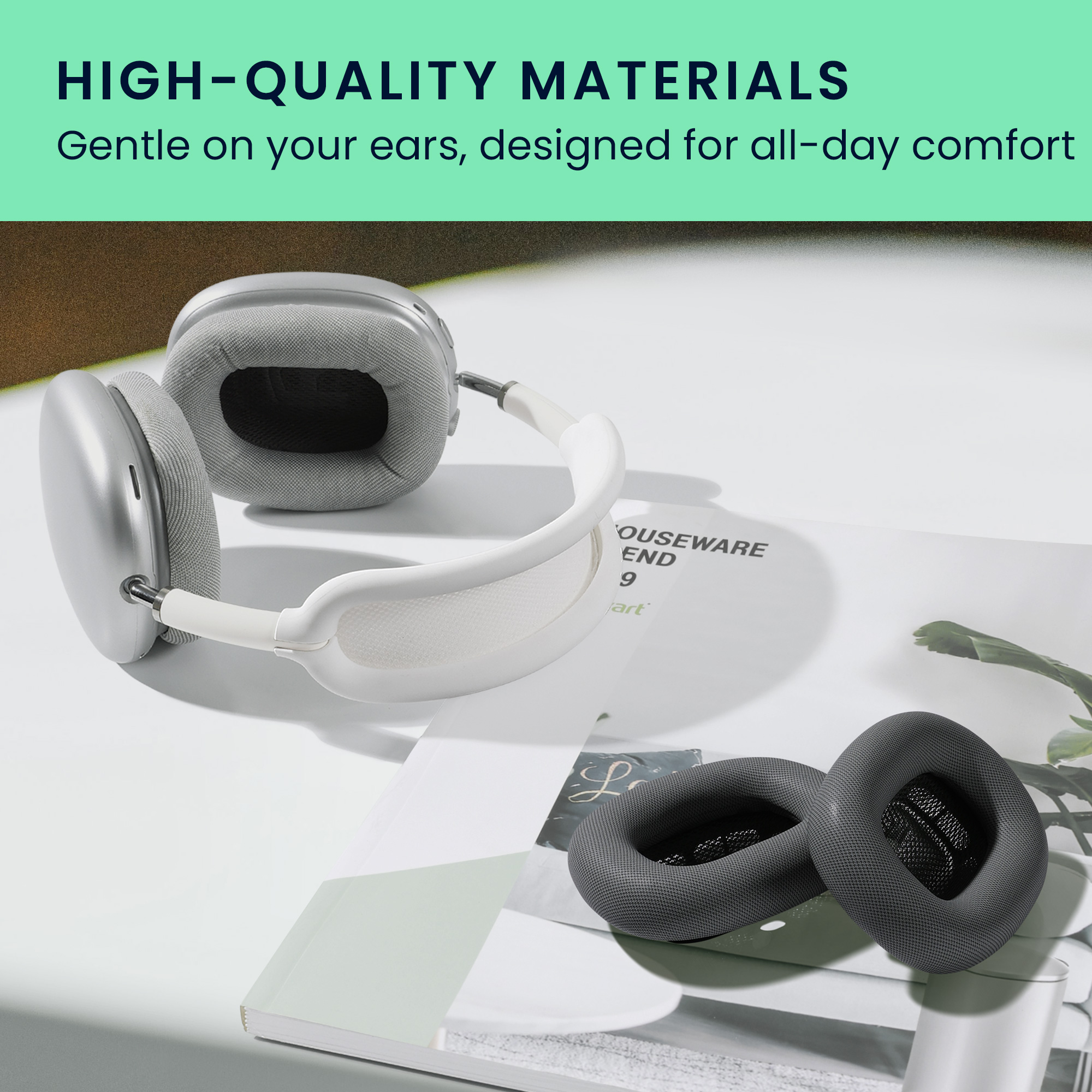 Náhradní náušníky pro Apple AirPods Max / AirPods Max 2 kwmobile - tmavě šedá
