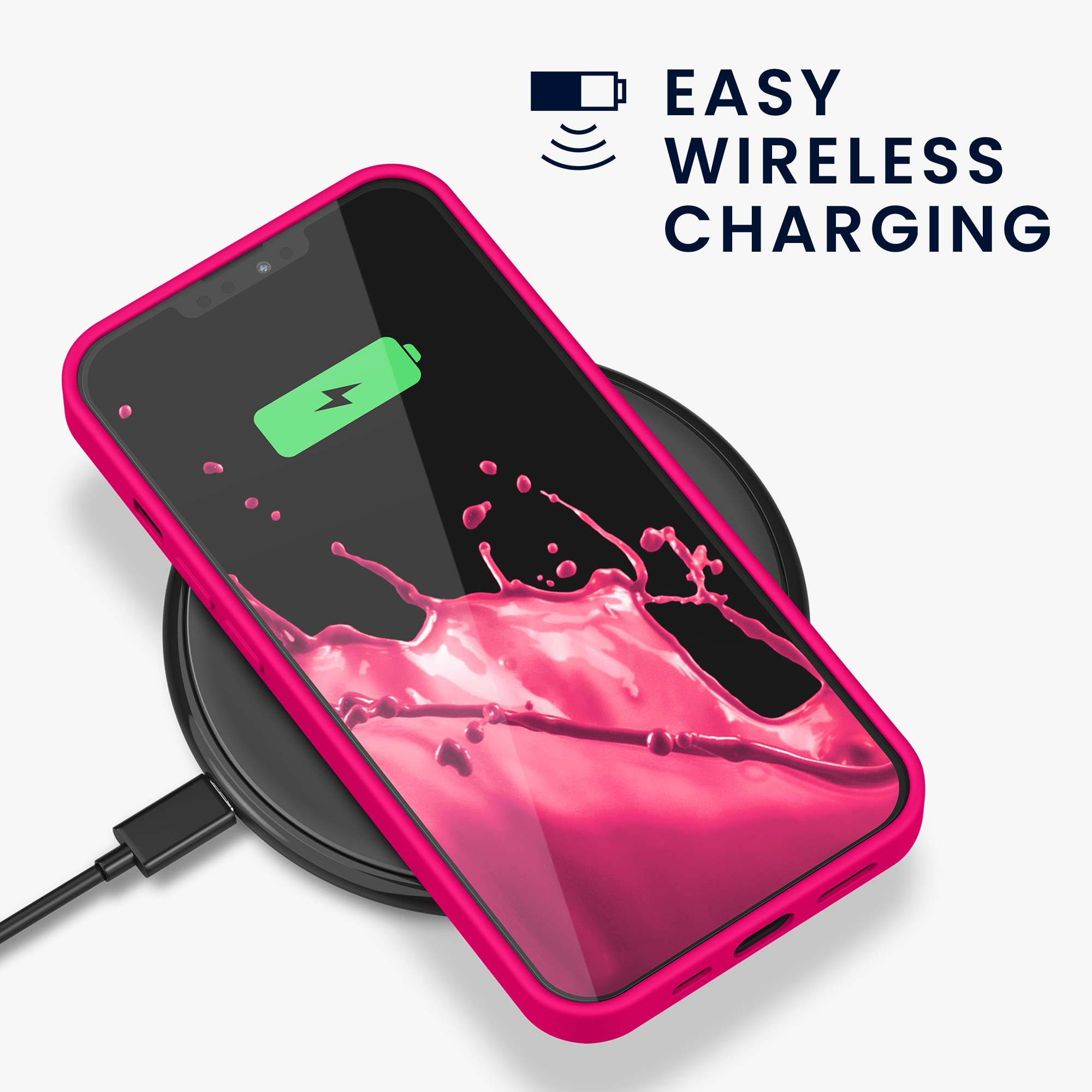 Silikonový kryt kwmobile pro iPhone 13 - neonově růžová