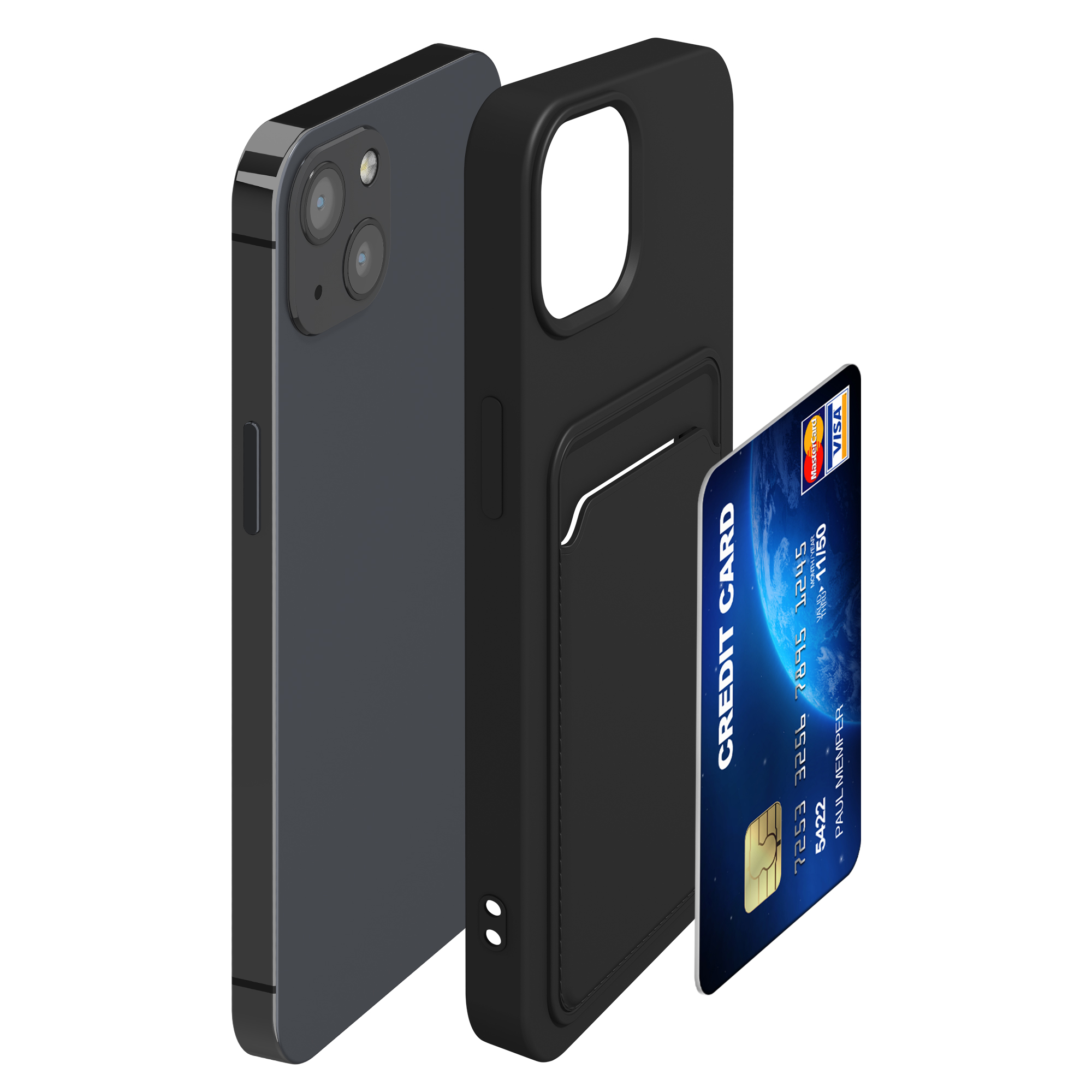 Kryt s přihrádkou kwmobile pro iPhone 13 - černá