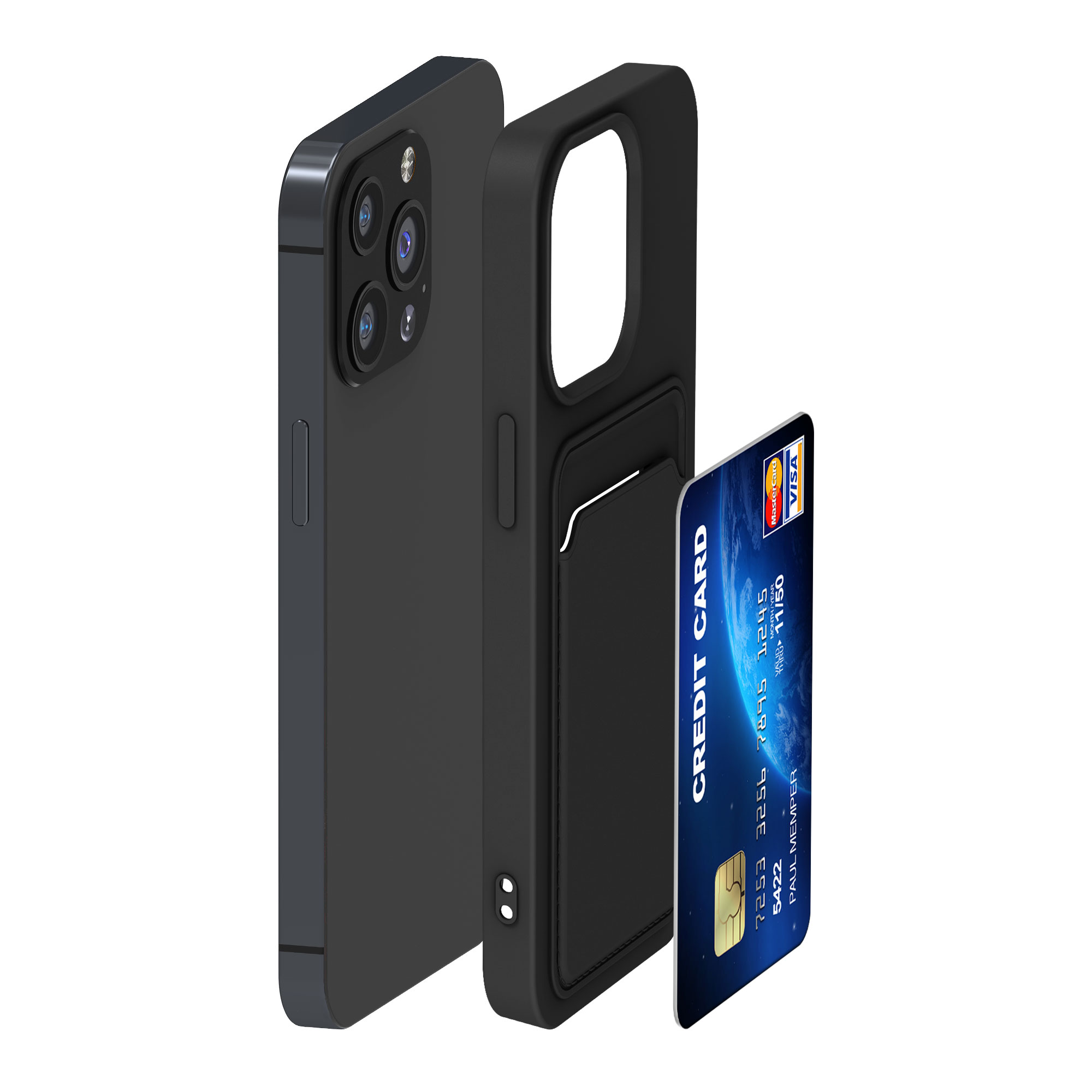 Kryt kwmobile s přihrádkou na kartu iPhone 13 Pro černá