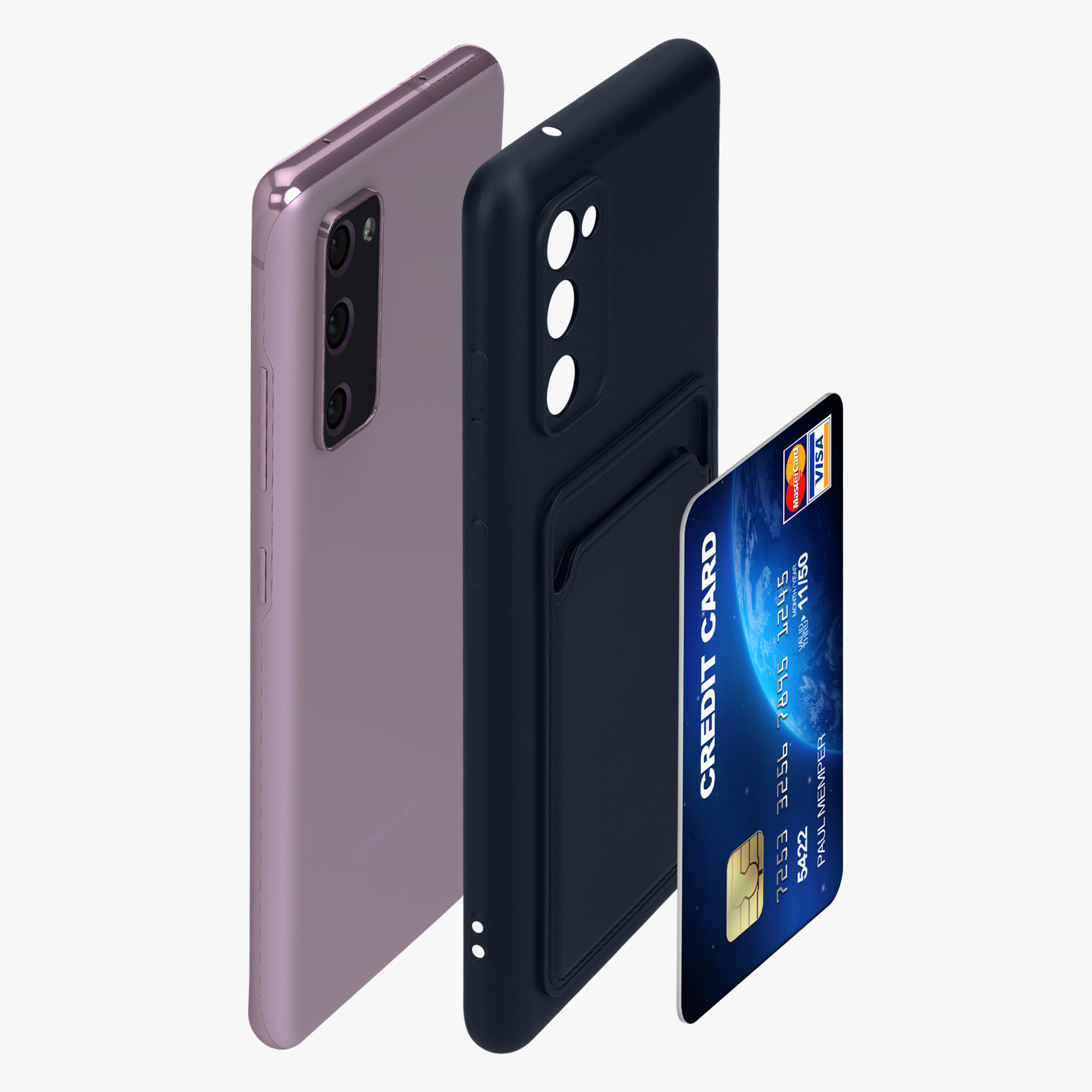 Kryt na mobil Samsung Galaxy S20 FE kwmobile Card Holder tmavě modrý