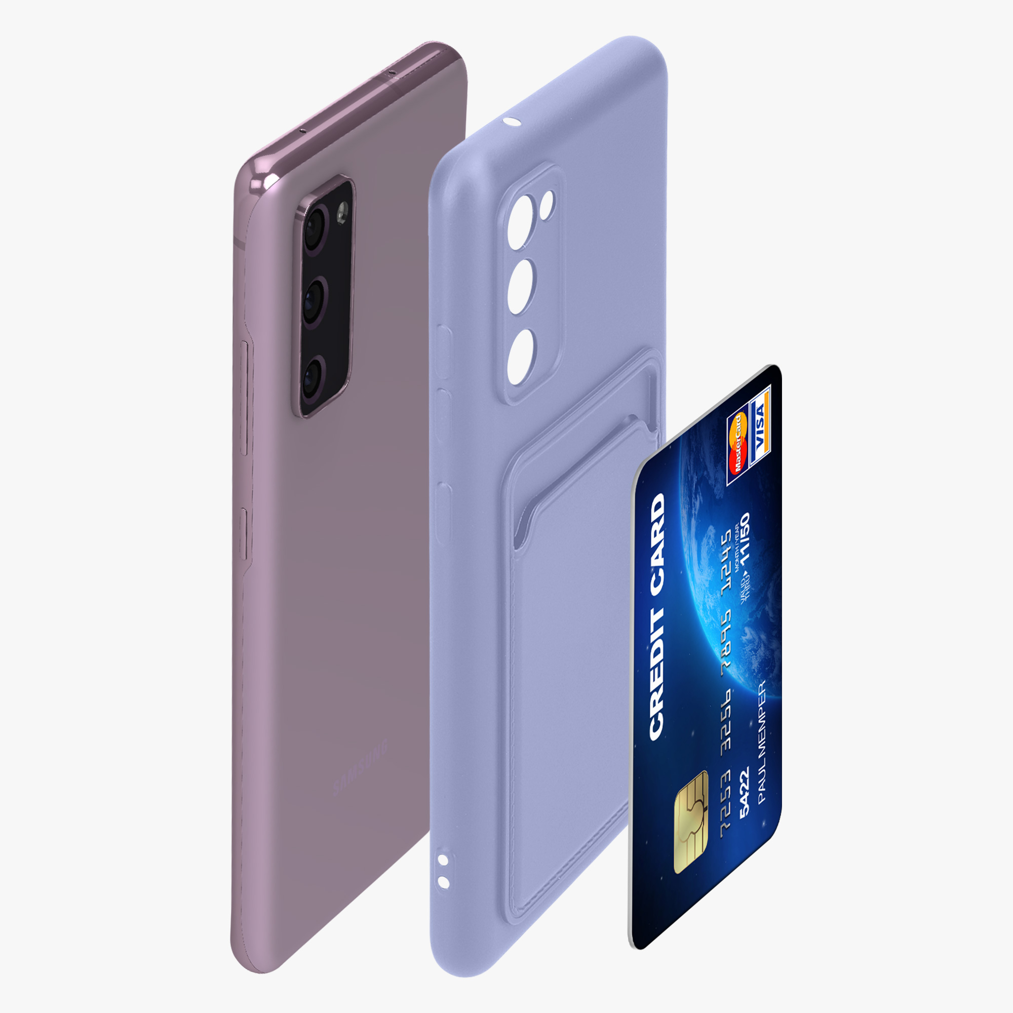 Kryt na mobil Samsung Galaxy S20 FE kwmobile Card Holder levandulový