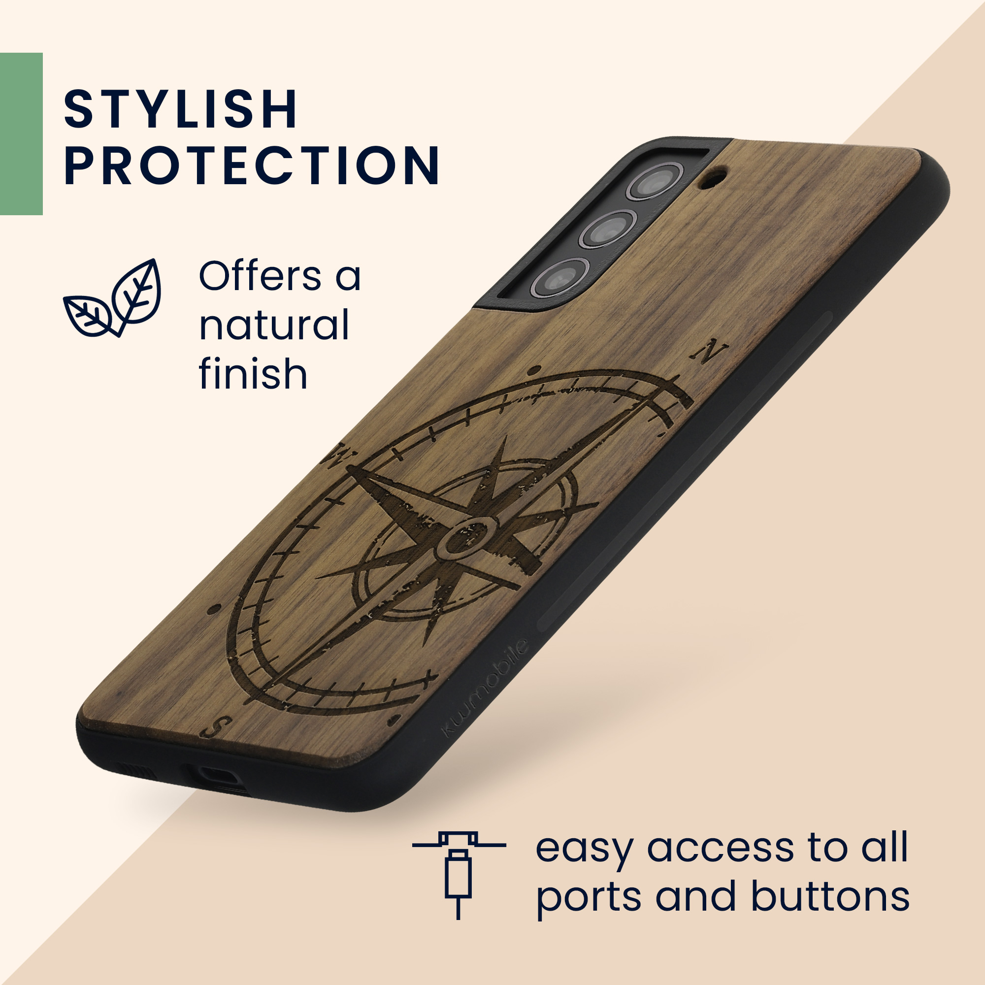 Dřevěný kryt na mobil Galaxy S21 Fan Edition kwmobile hnědý