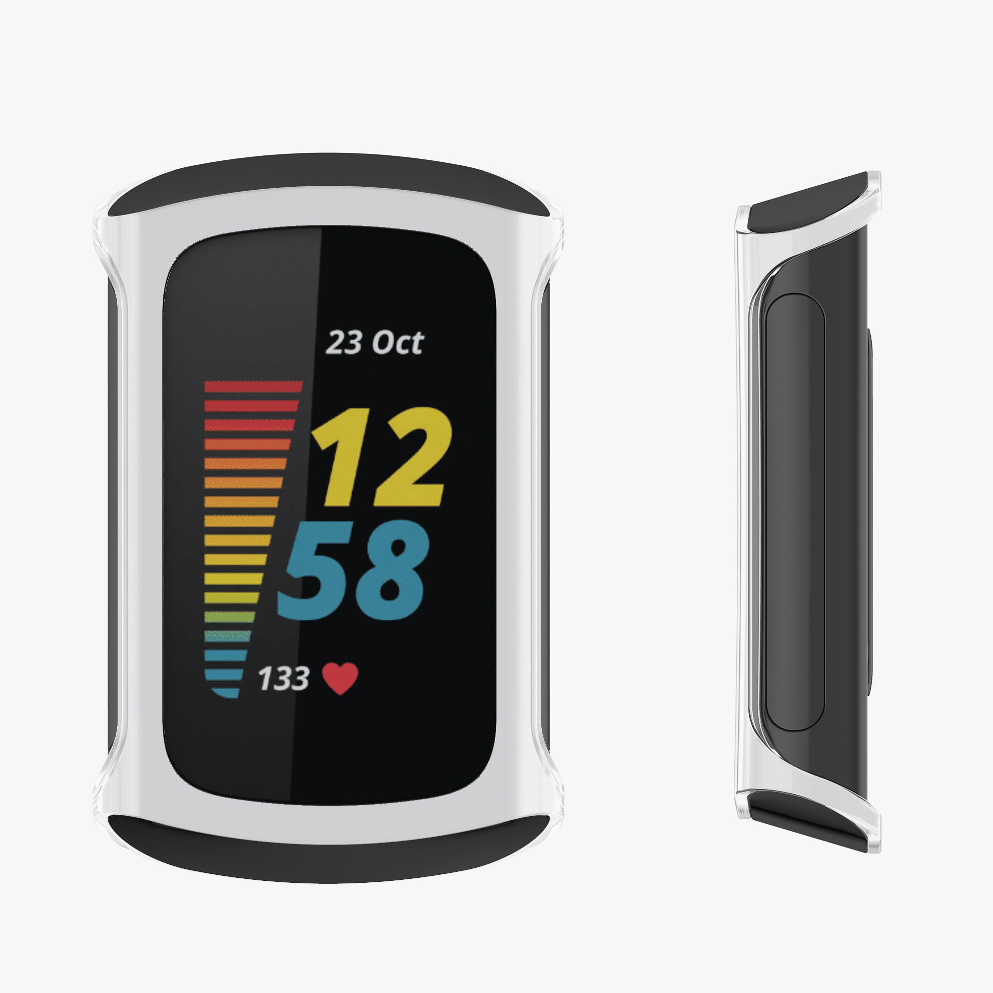 2x Ochranný obal na fitness tracker kwmobile pro Fitbit Charge 6 / Charge 5 - černá / stříbrná