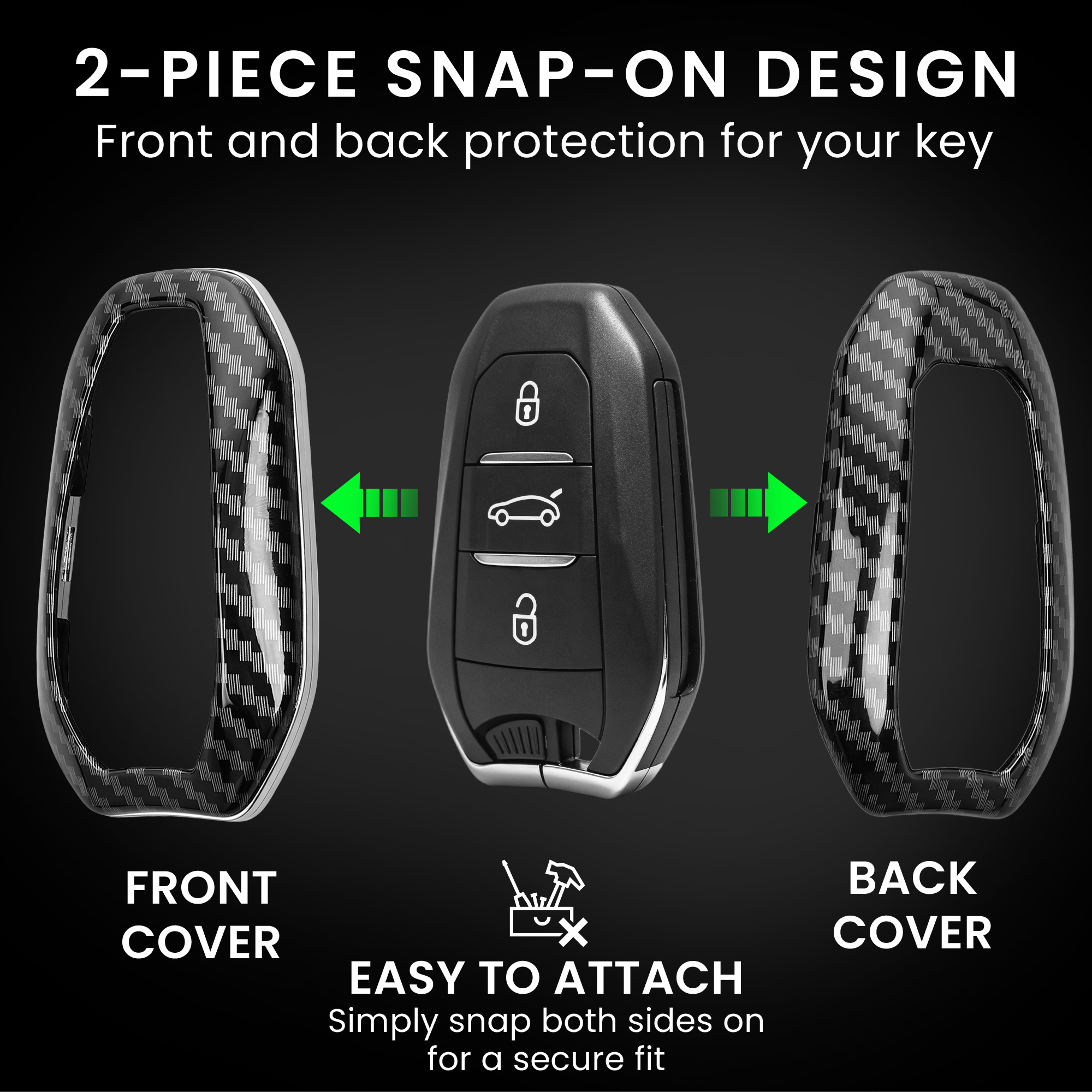 Pouzdro na klíč od auta Peugeot Citroen 3 Button Car Key Smart Key (only Keyless Go) kwmobil...