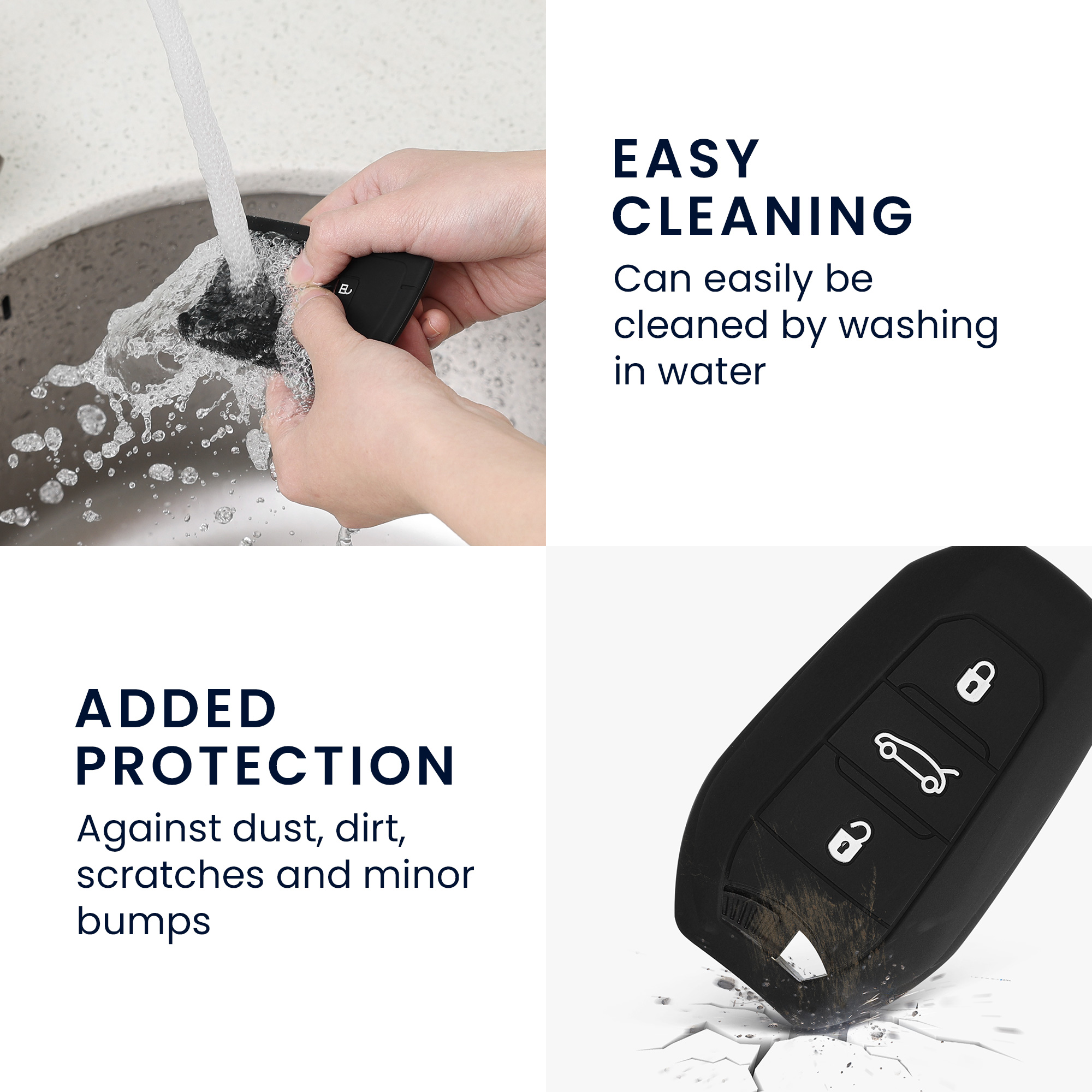 Pouzdro na klíč od auta kwmobile pro Opel 3 Button Car Key Smart Key only Keyless Go, bílá / černá