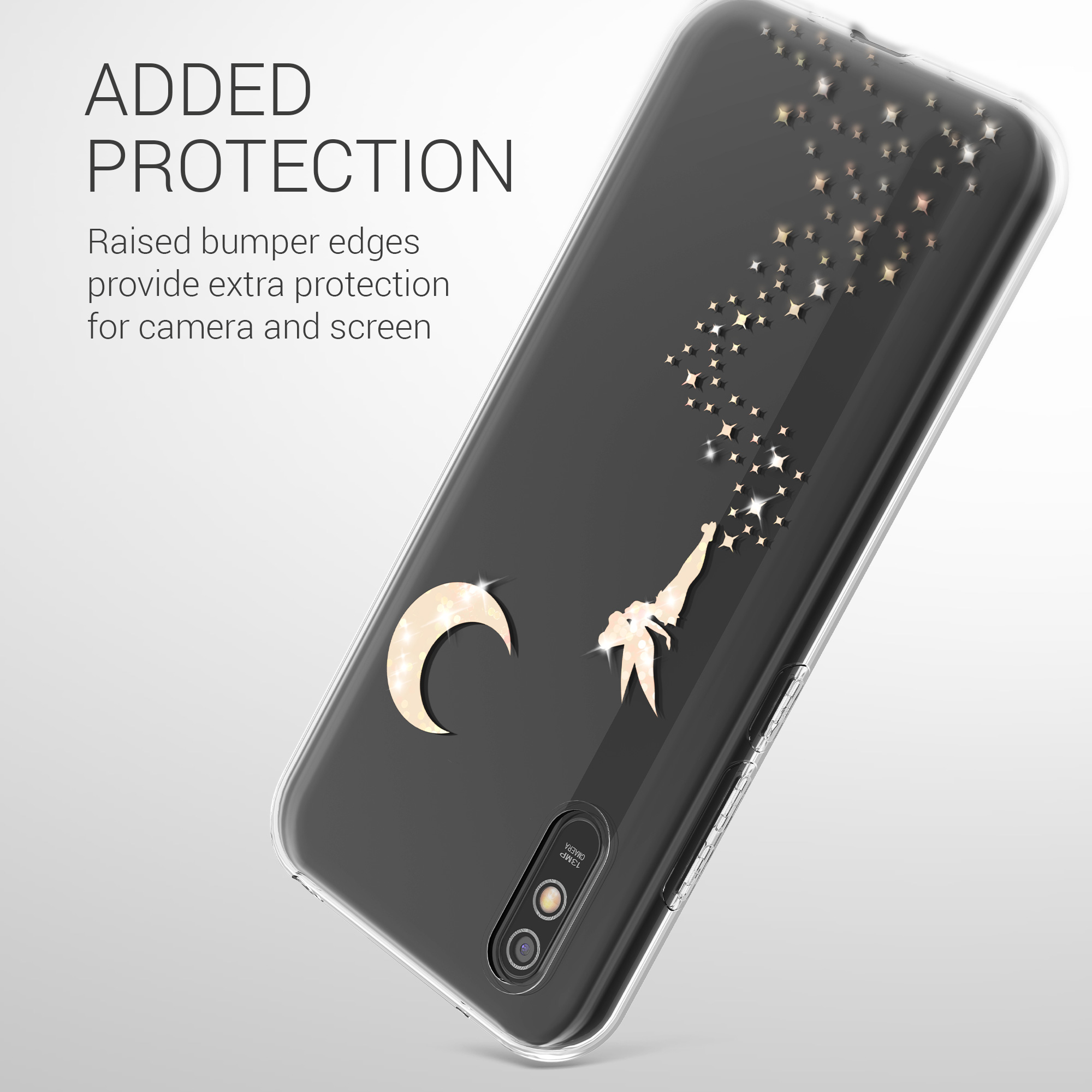 TPU Pouzdro pro Xiaomi Redmi 9A / 9AT kwmobile - glitrová víla růžové zlato / transparentní