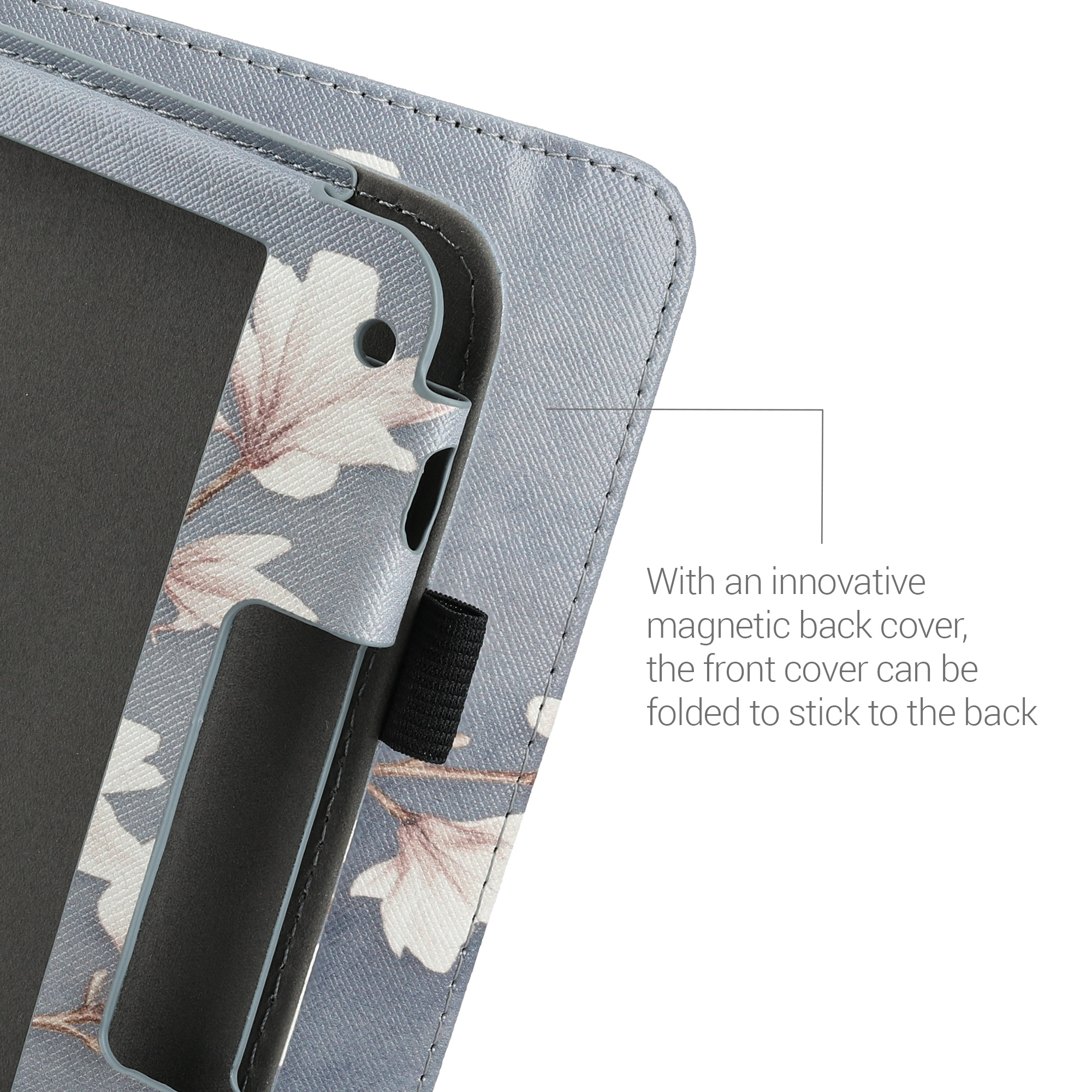 Řemínek kwmobile pro Tolino Vision 6 - magnólie, taupe / bílá / modrošedá