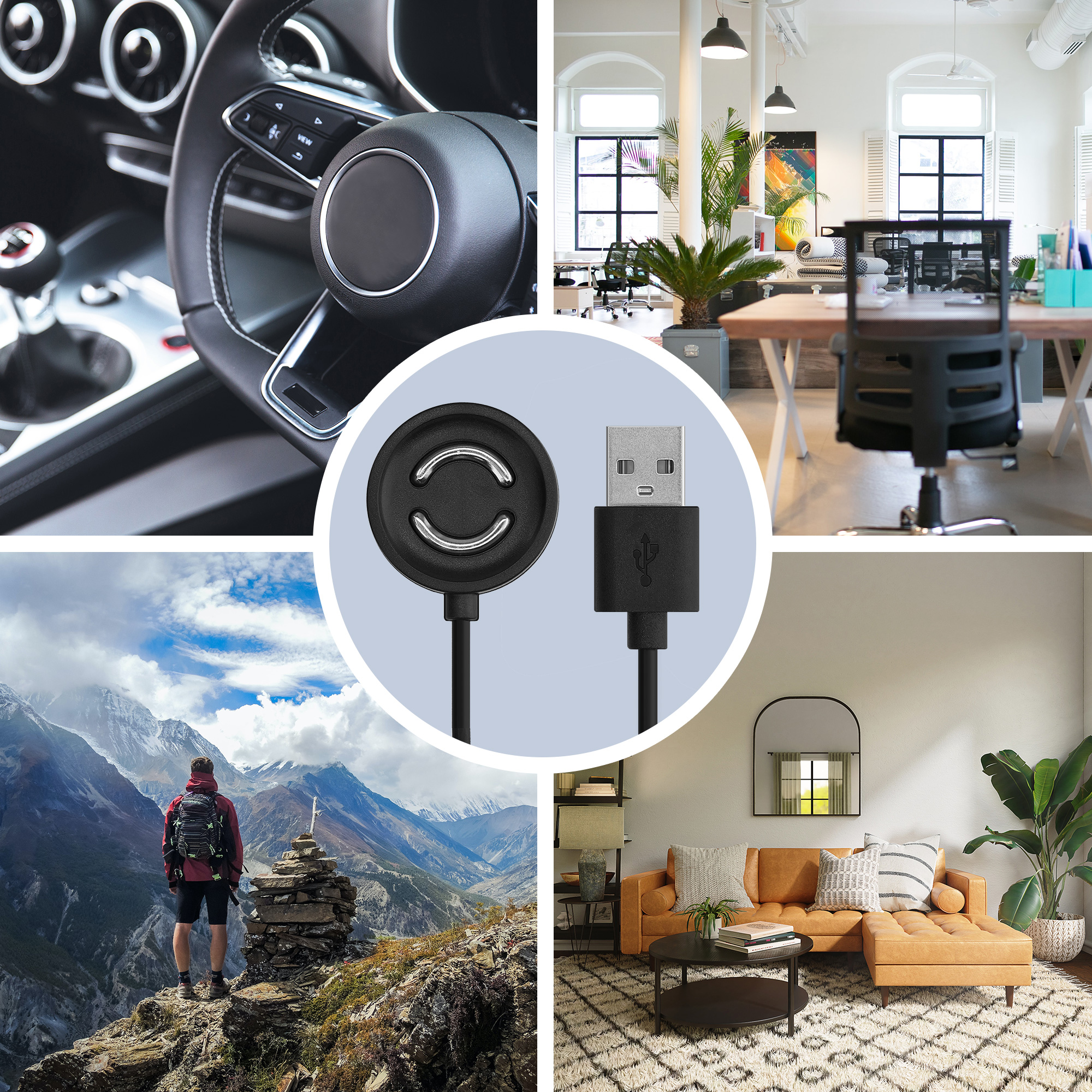 Nabíjecí kabel k chytrým hodinkám Suunto Peak 9 kwmobile - černá