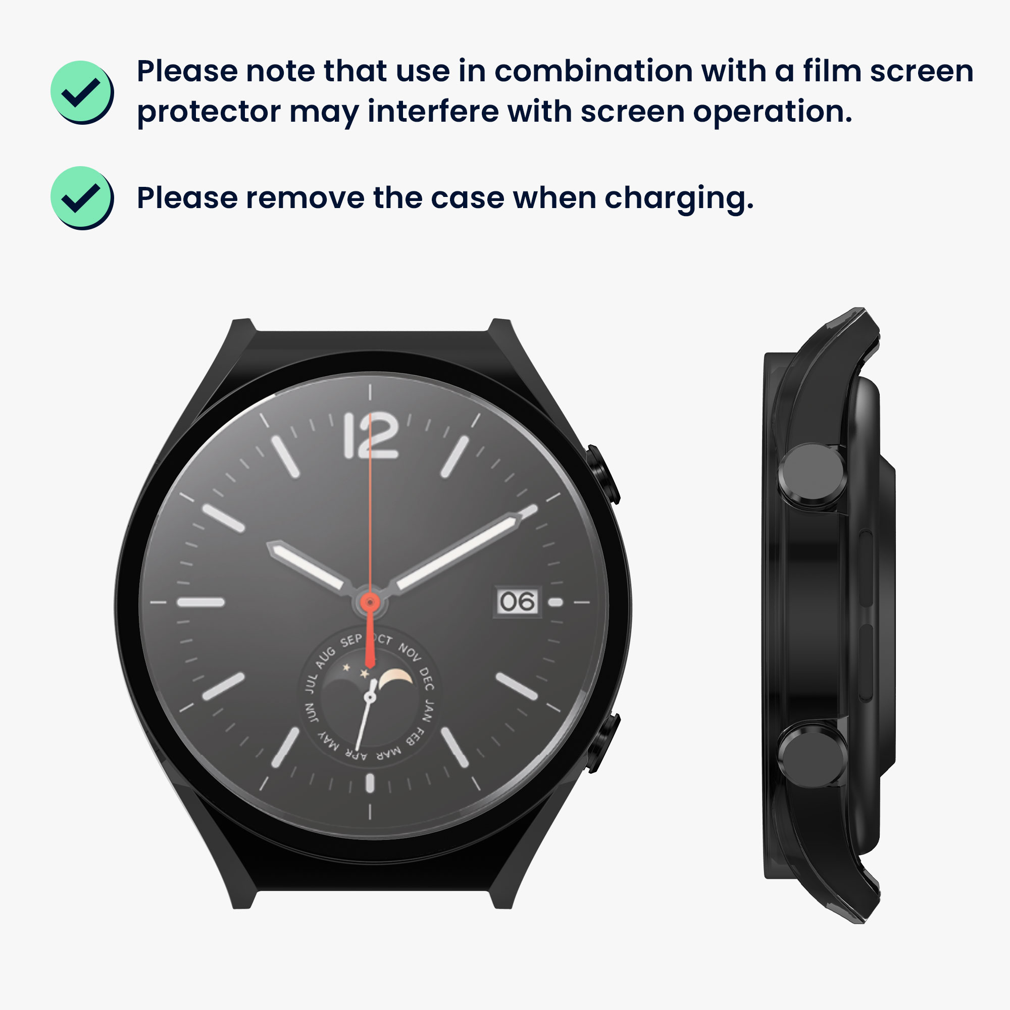 Ochranný kryt se sklem na hodinky kwmobile pro Xiaomi Watch S1, černá / černá, 2 ks