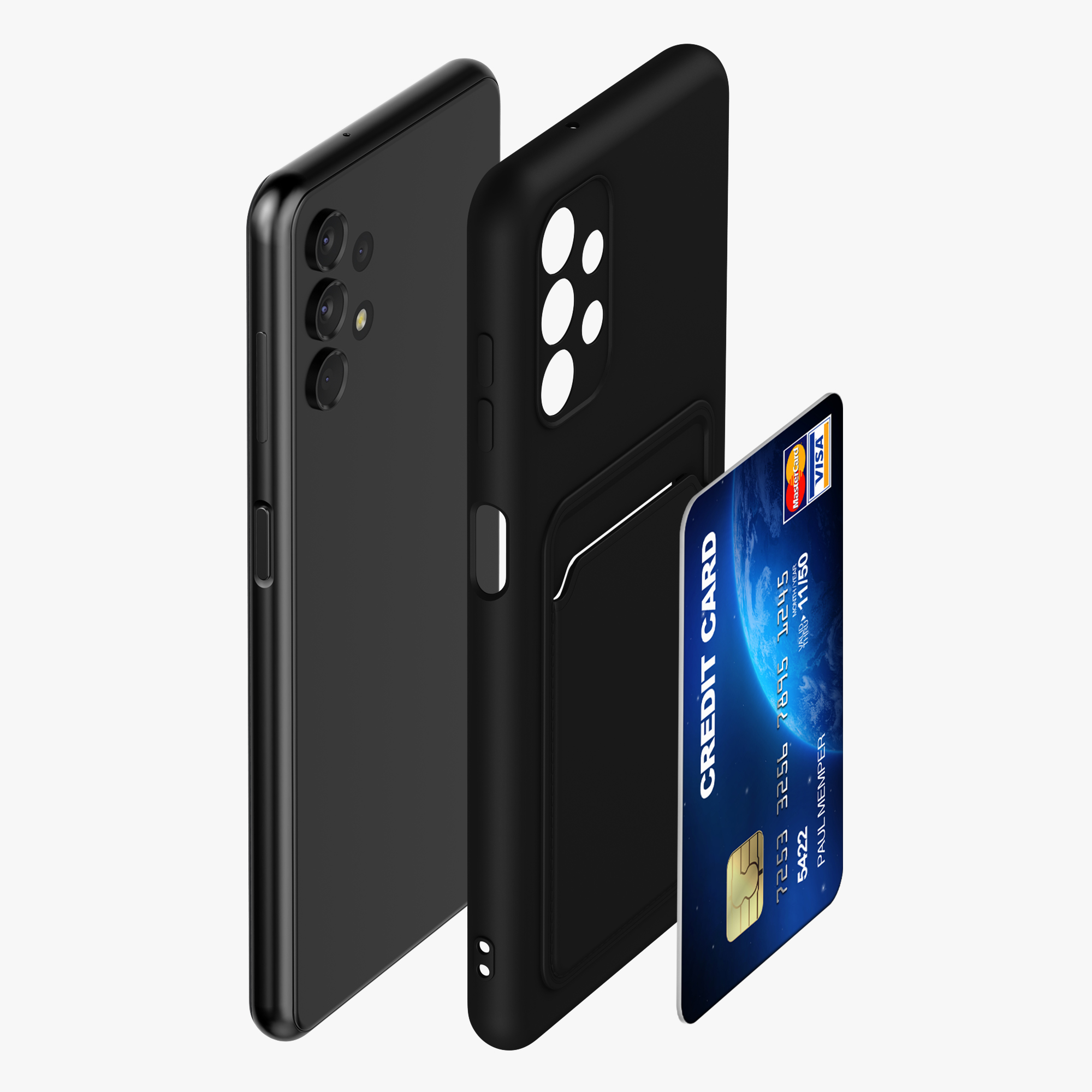 Kryt na mobil Samsung Galaxy A13 4G kwmobile TPU s přihrádkou na kartu Černá
