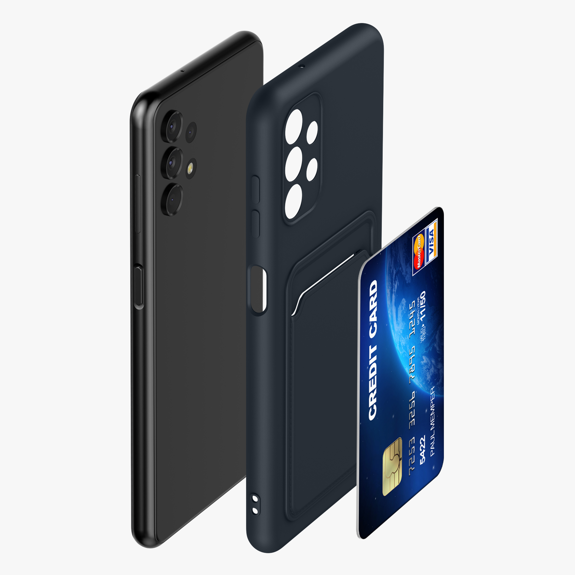 Kryt na mobil Samsung Galaxy A13 4G kwmobile TPU s přihrádkou na kartu Tmavě modrá