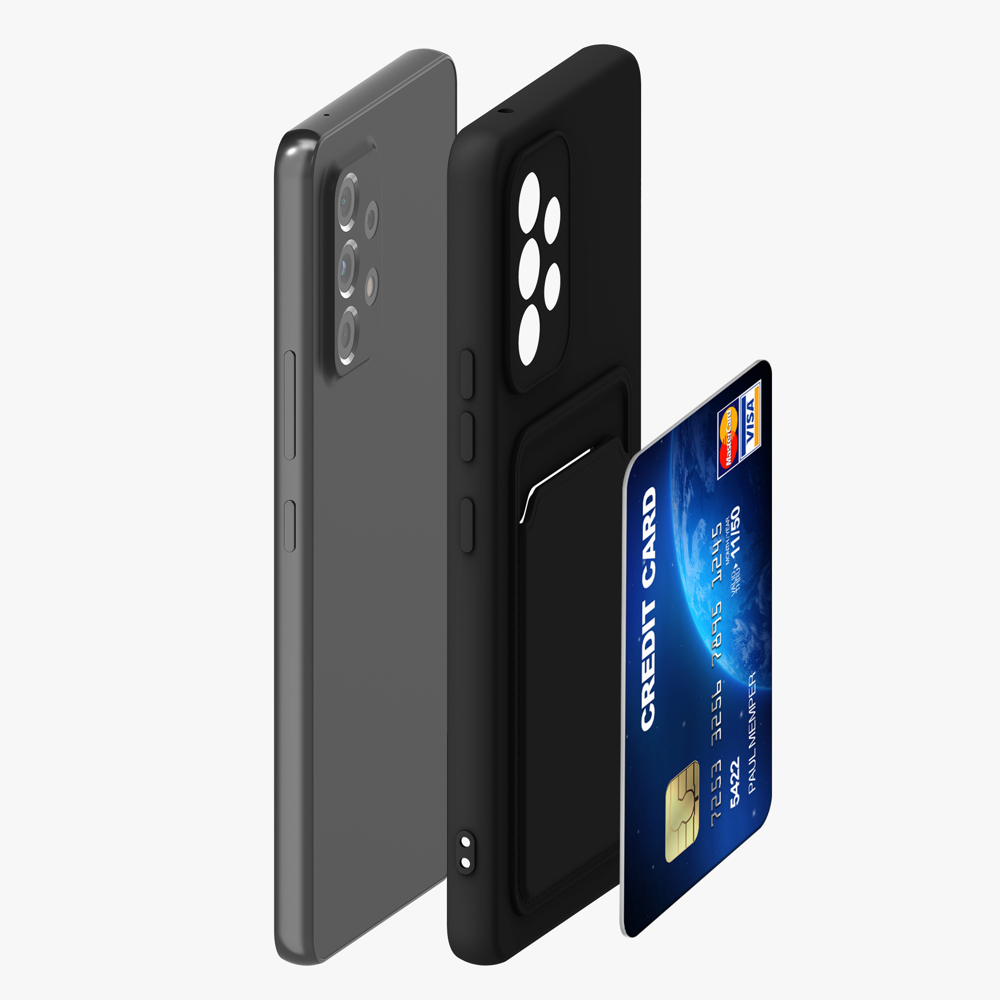 Kryt na mobil Samsung Galaxy A53 5G kwmobile TPU s přihrádkou na kartu Černá