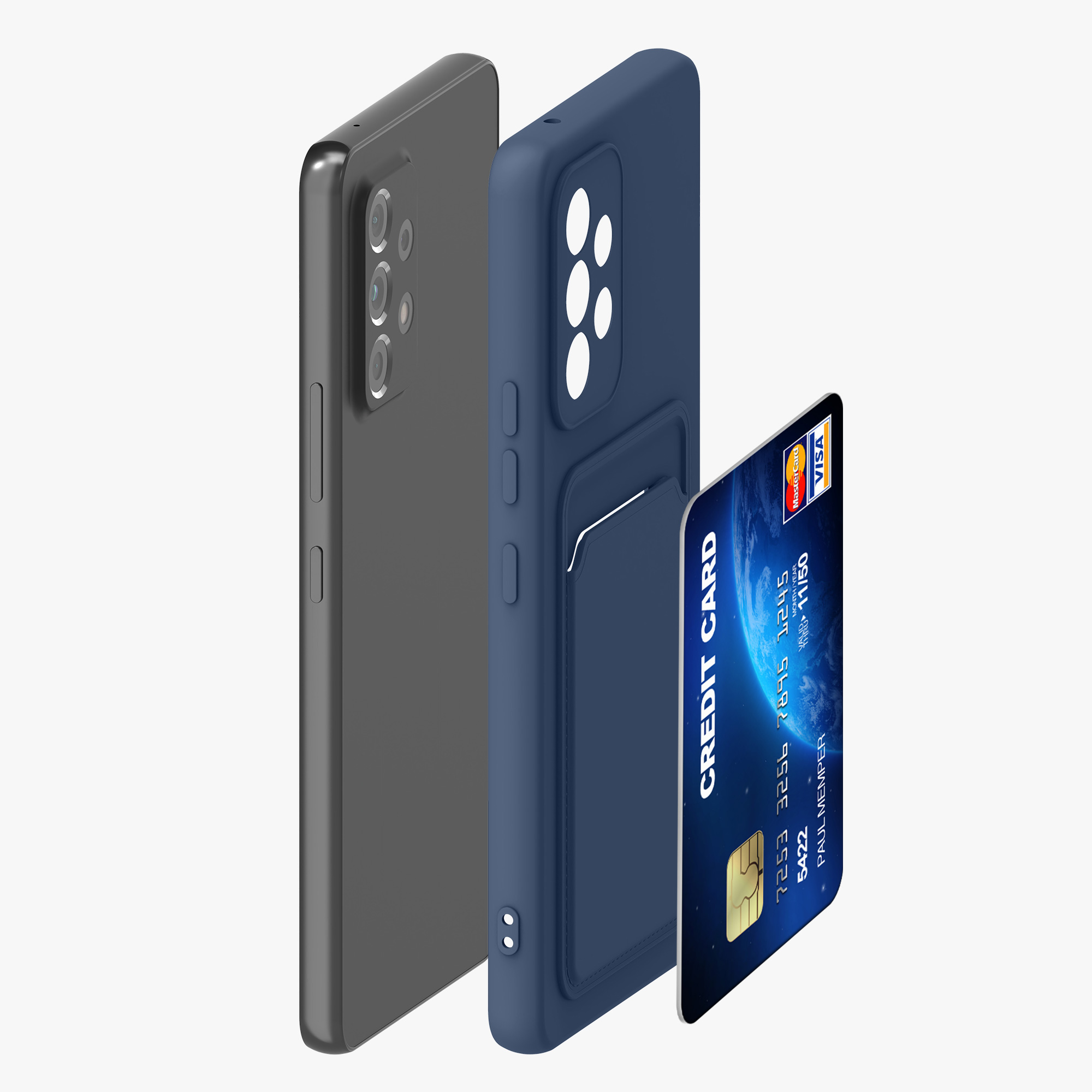 Kryt na mobil Samsung Galaxy A53 5G kwmobile TPU s přihrádkou na kartu Tmavě modrá