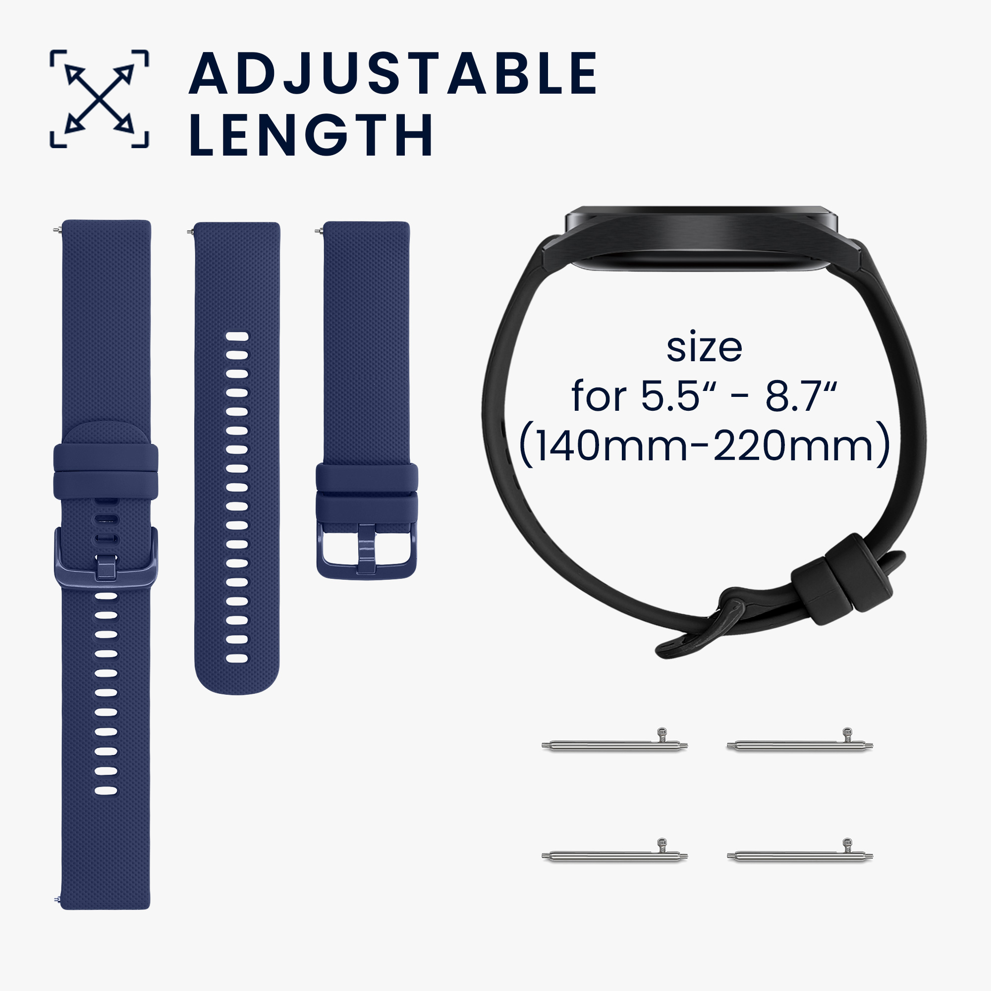 Řemínky kwmobile pro Blackview X1 Smartwatch - 2 ks - černá / tmavě modrá