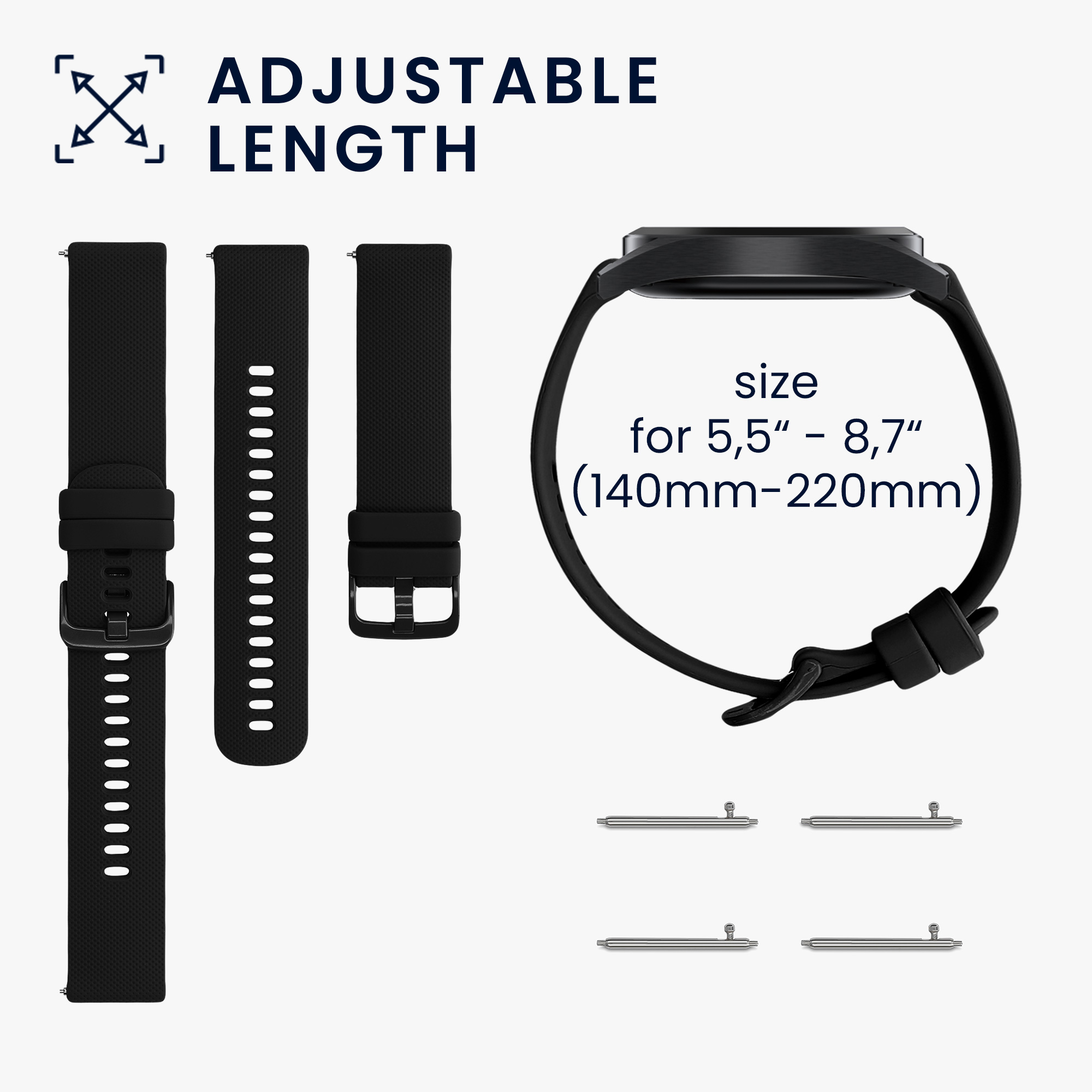 Řemínky kwmobile pro Blackview X1 Smartwatch - 2 ks - černá / černá