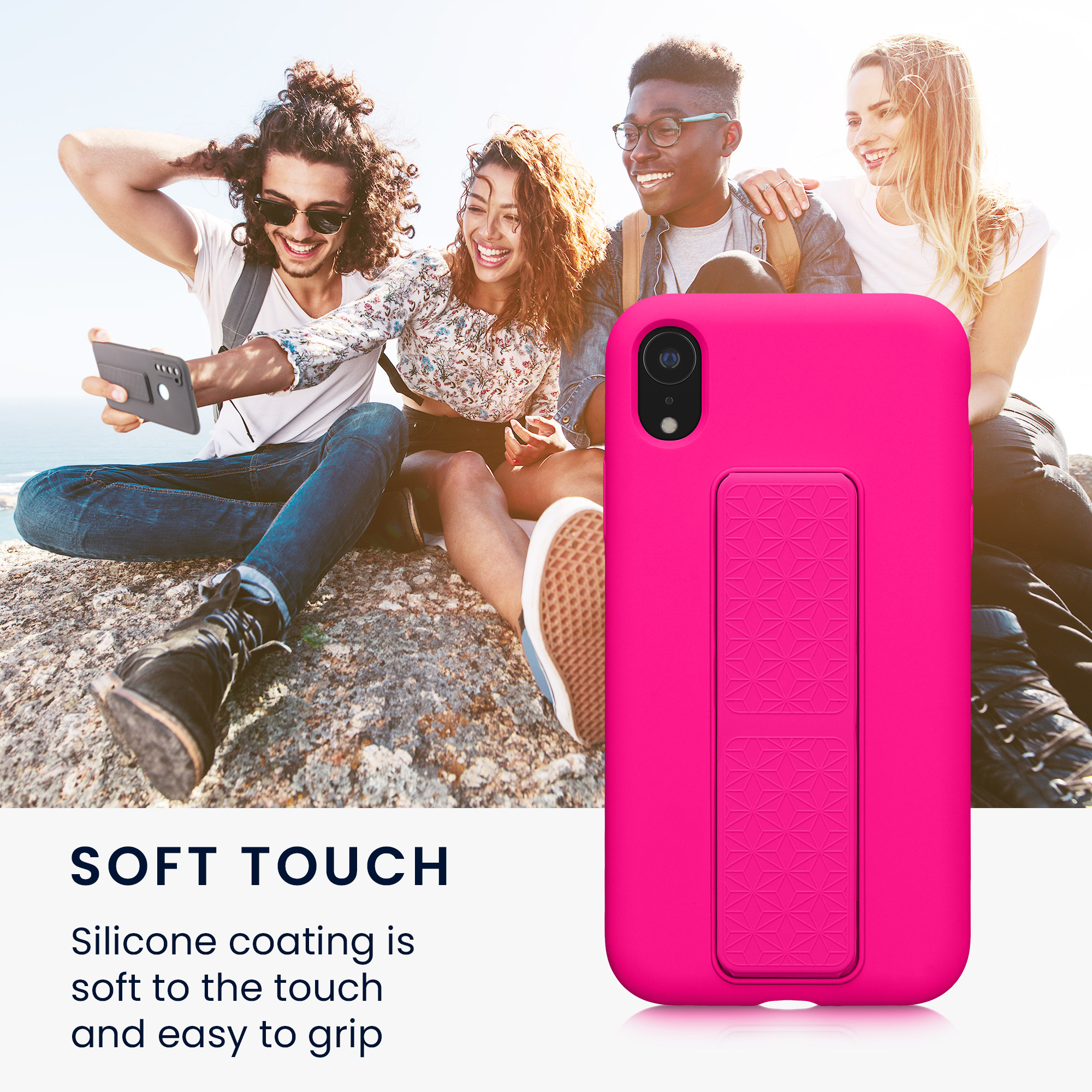 Silikonový kryt na mobil kwmobile pro Apple iPhone XR - neonově růžová