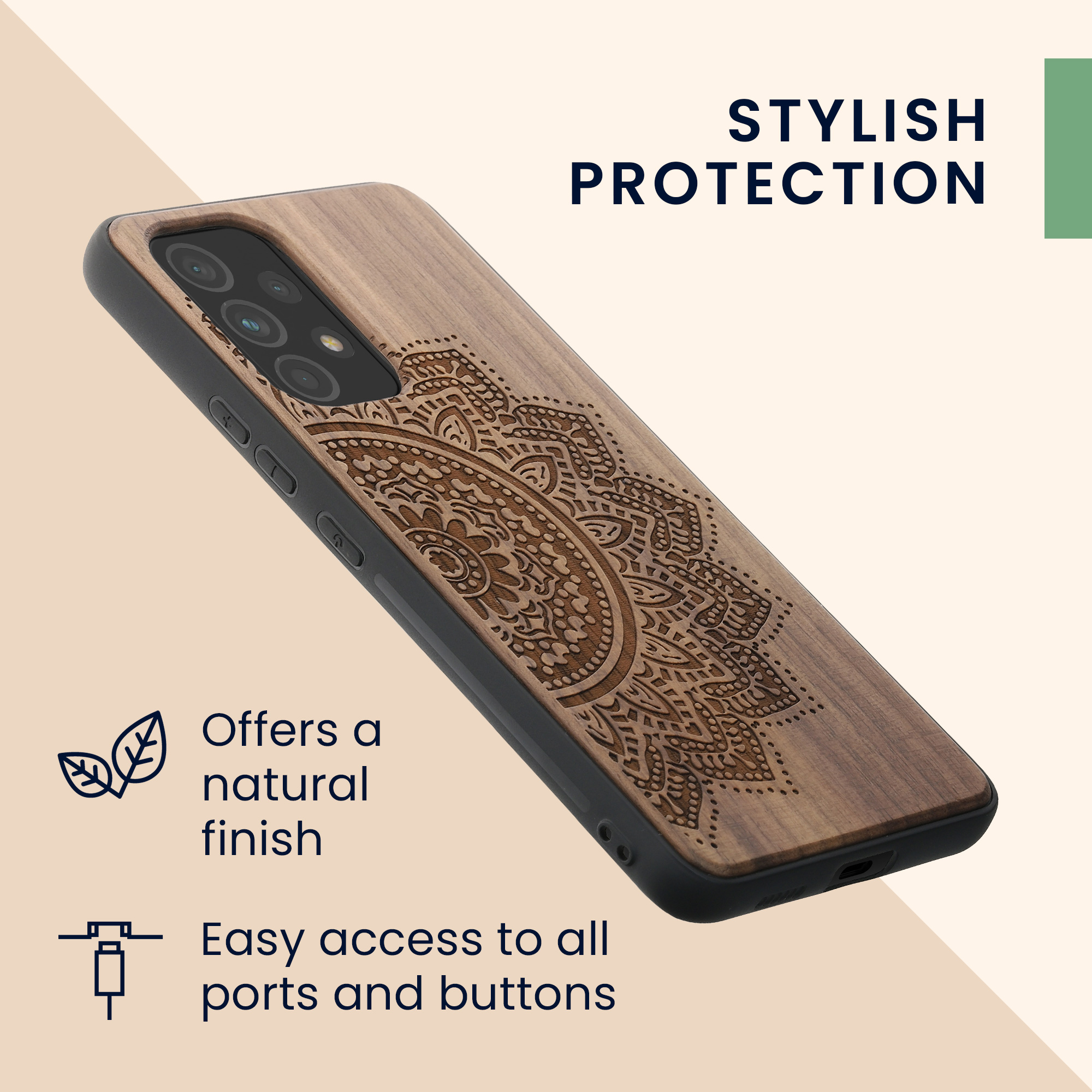 Dřevěný kryt na mobil Samsung Galaxy A53 5G kwmobile TPU rámeček Tmavě hnědá