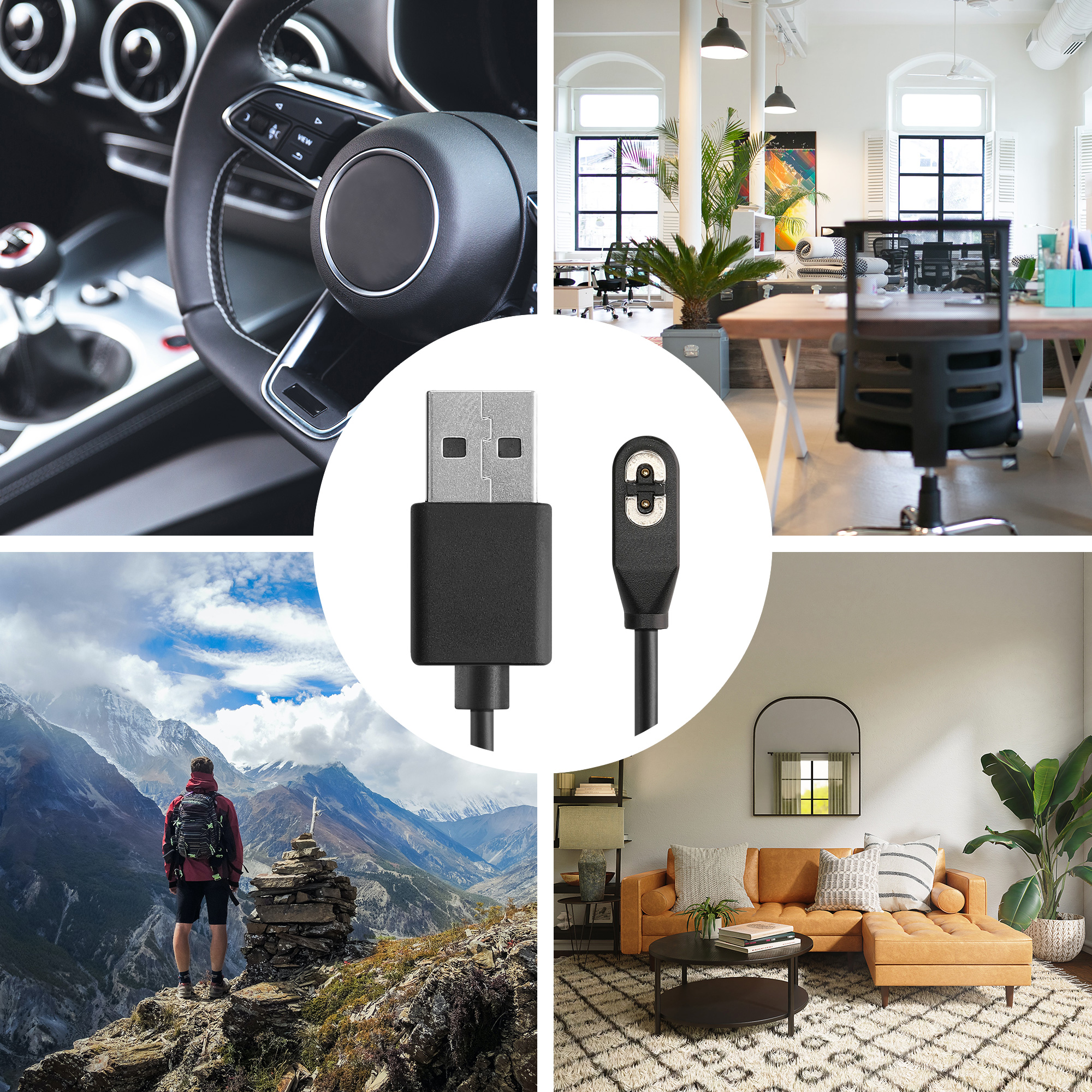Nabíjecí kabel AfterShokz Aeropex AS800 / OpenComm ASC100SG kwmobile USB-A černý