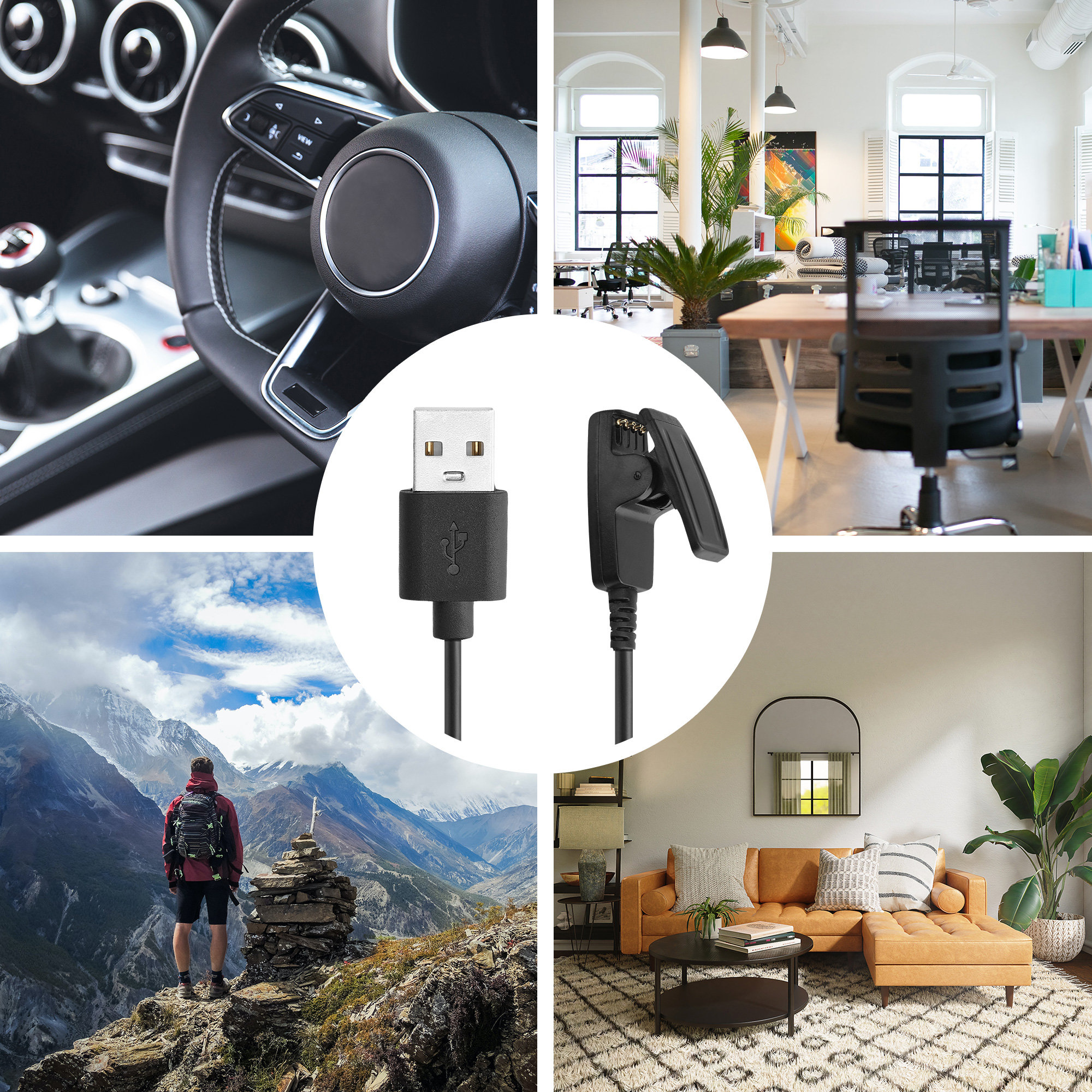 Nabíjecí kabel Garmin Forerunner 645 / 645 kwmobile USB-A černý