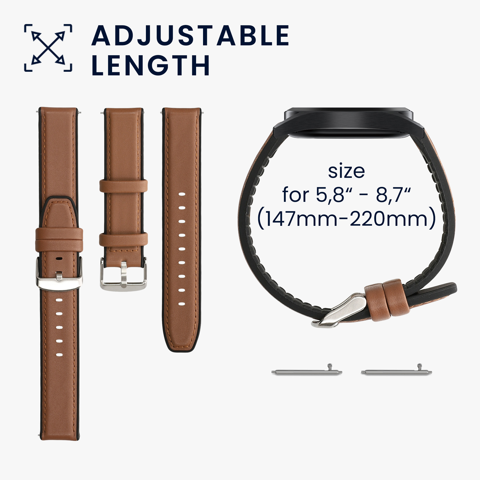 Řemínek kwmobile pro Huawei Watch 2 / Watch GT2 (42mm) / Honor Magic Watch 2 (42mm) - hnědá / černá