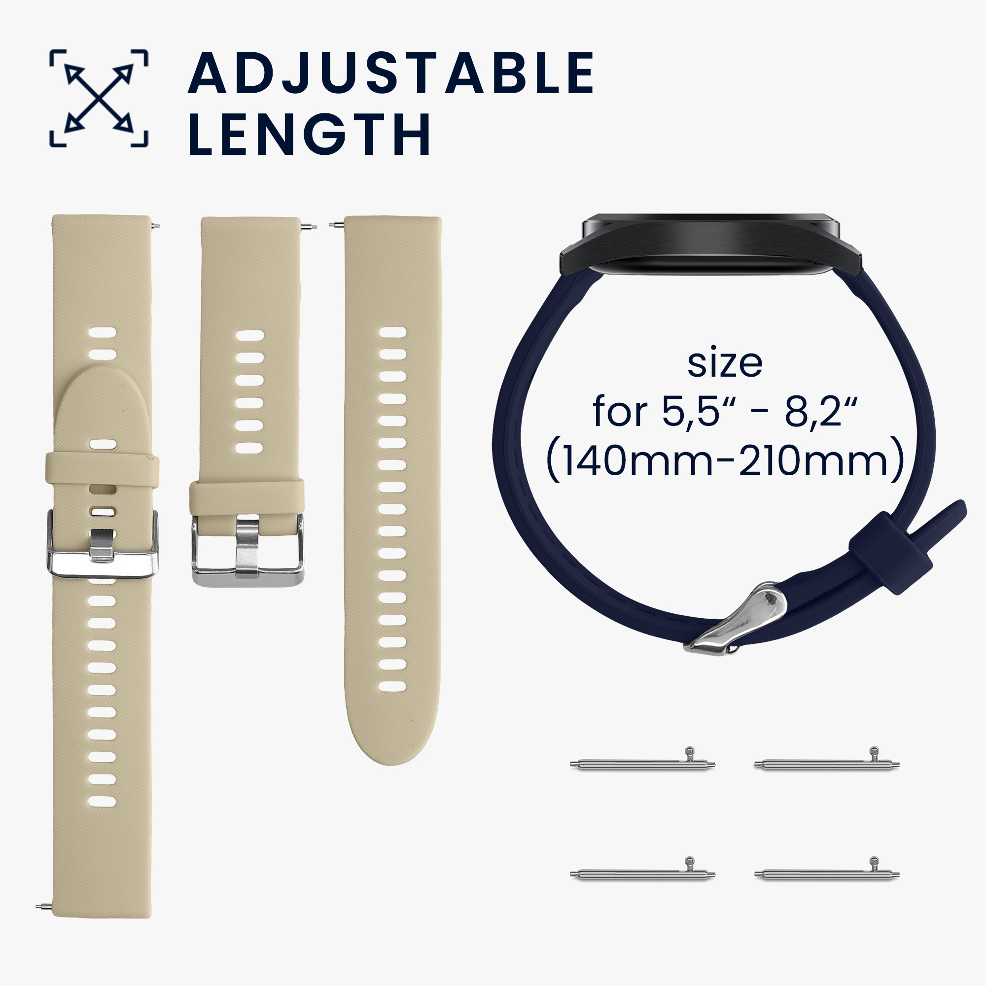 Řemínky pro Xiaomi Mi Watch / Mi Watch Color Sport kwmobile silikonové - tmavě modrá / béžová