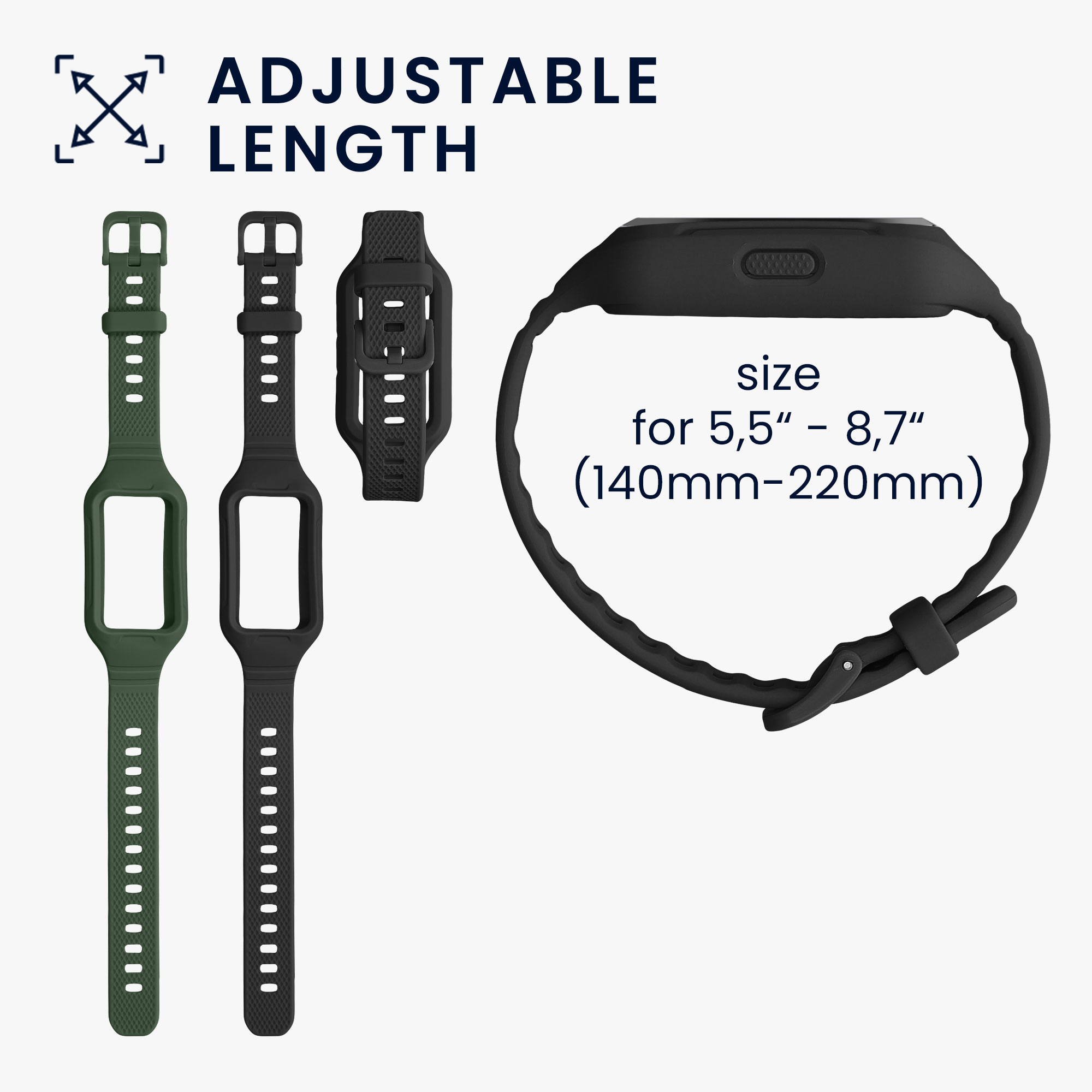 Sada řemínků na chytré hodinky Huawei Band 7 / Band 6 / Honor Band 6 2 ks černo-tmavě zelené