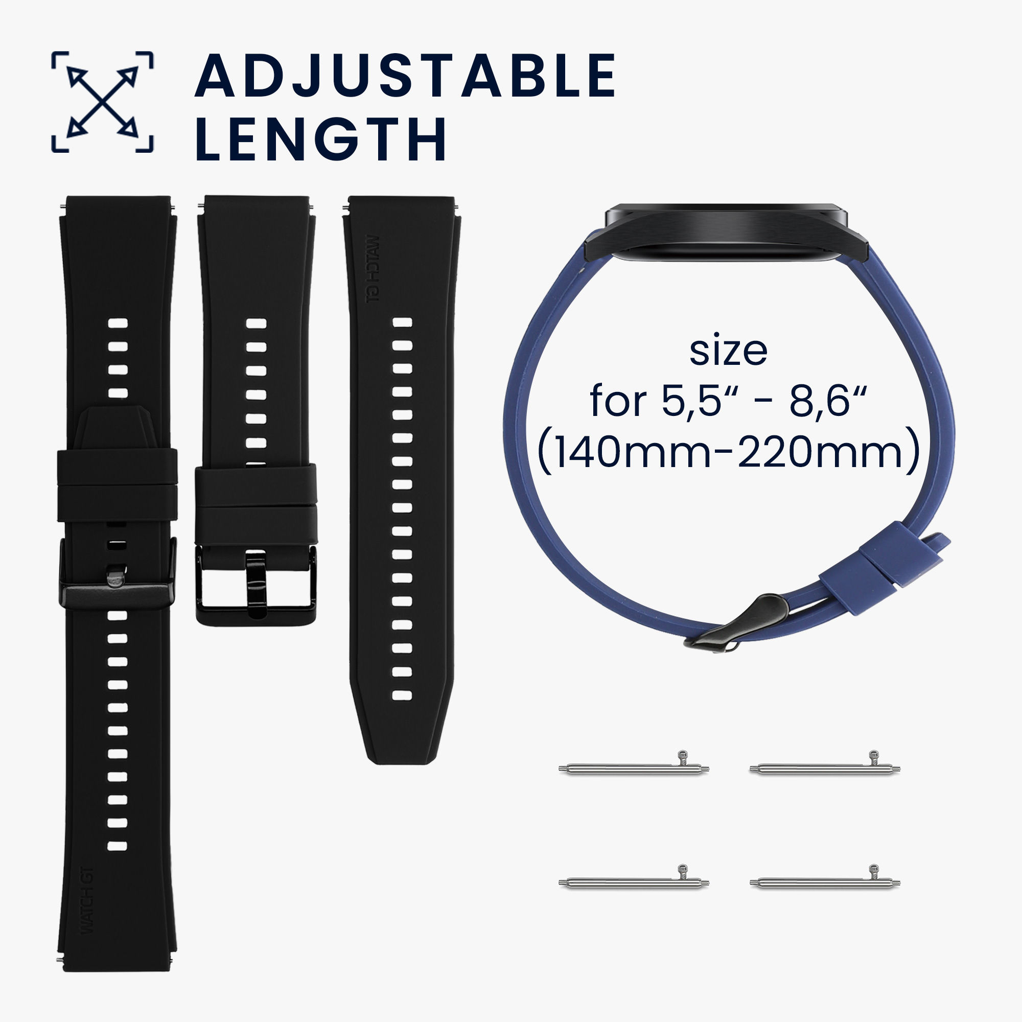 Řemínek na hodinky kwmobile silikonový pro Xiaomi Watch S4/S4 Sport/S3/S2/Watch S1 Active/Redmi Watch 5 Active, černá / tmavě