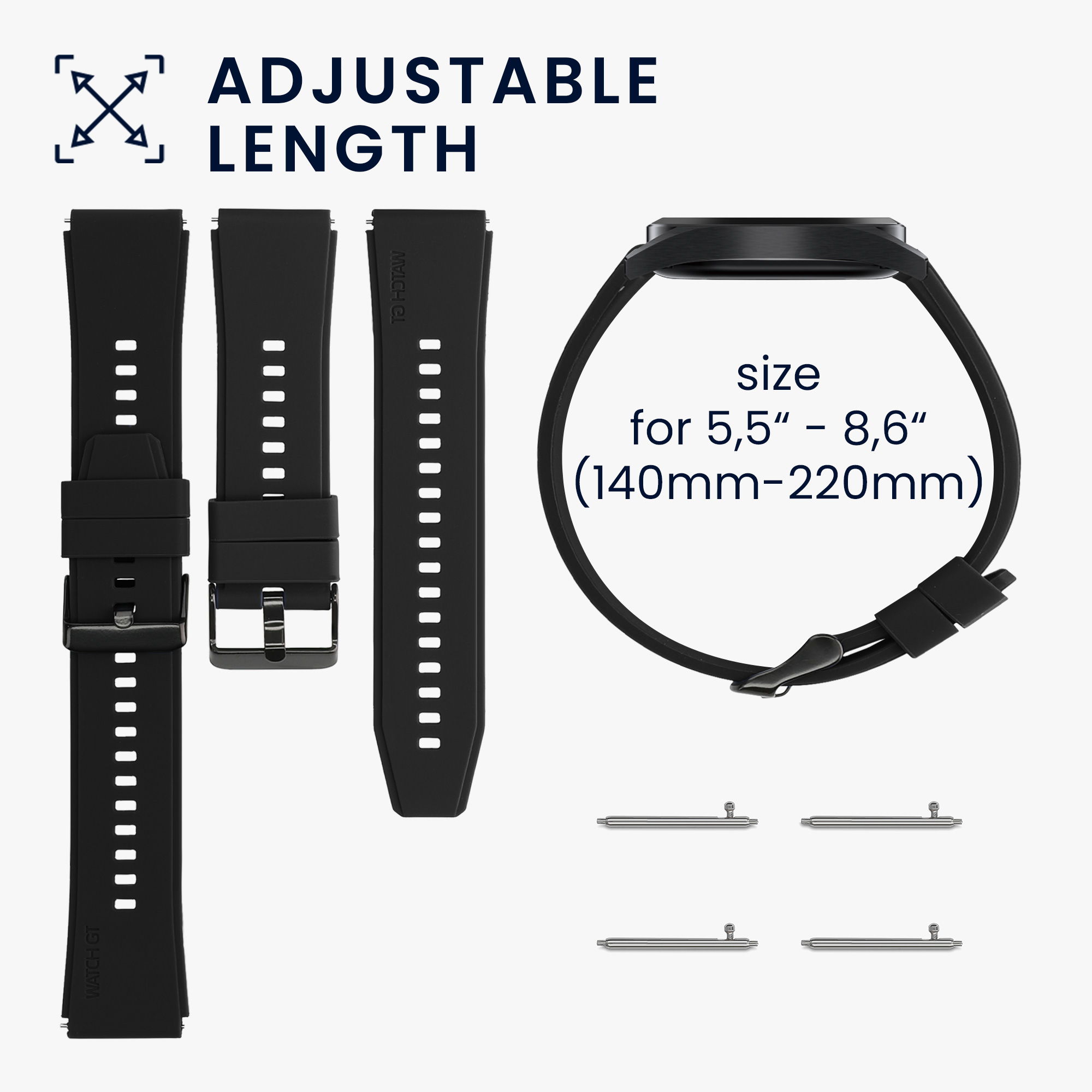 Řemínek na hodinky kwmobile silikonový pro Xiaomi Watch S4/S4 Sport/S3/S2/Watch S1 Active/Redmi Watch 5 Active, černá / šedá, 2 ks