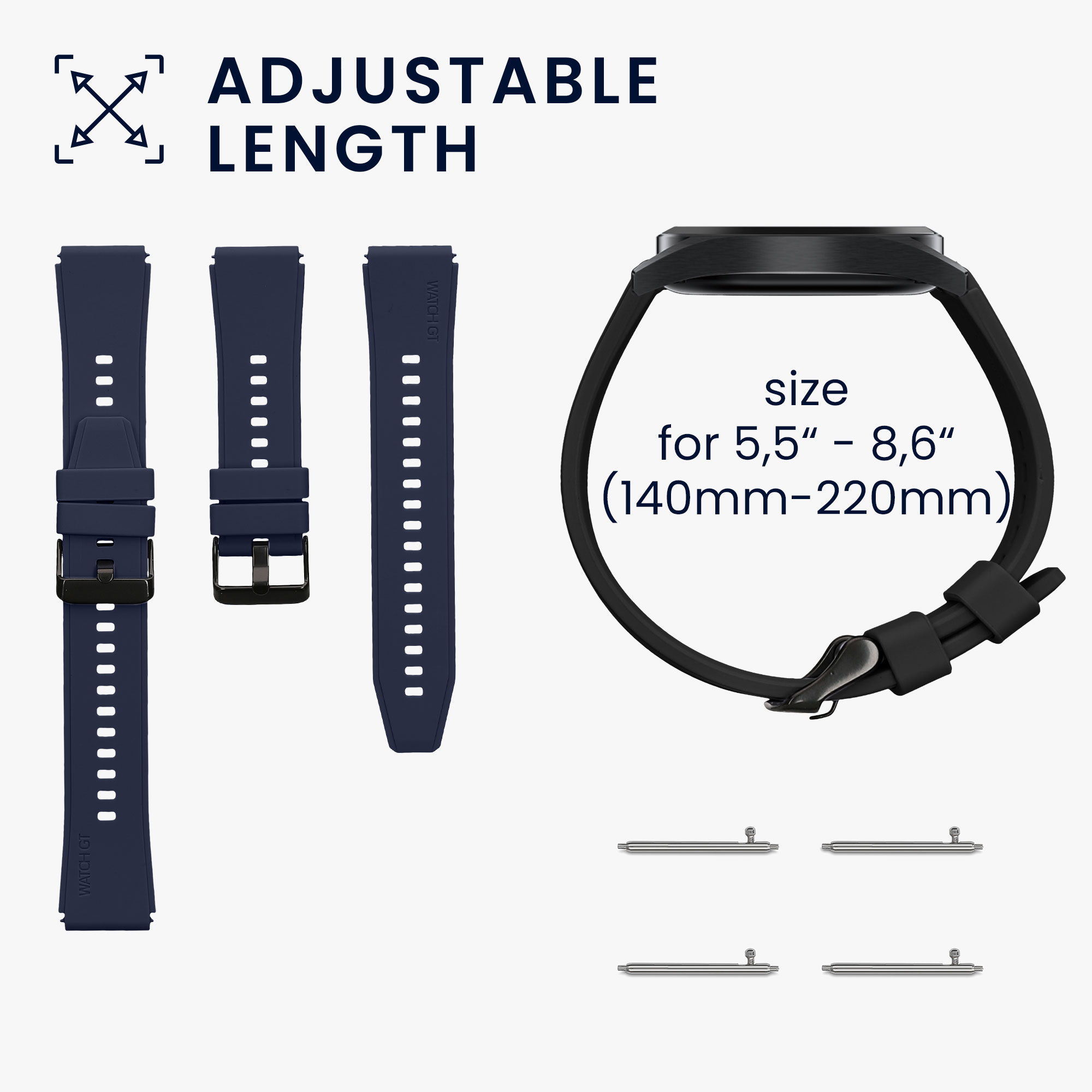 2x Řemínek Withings ScanWatch 42mm / Steel HR 40mm / ScanWatch Horizon kwmobile - černá / tmavě modrá