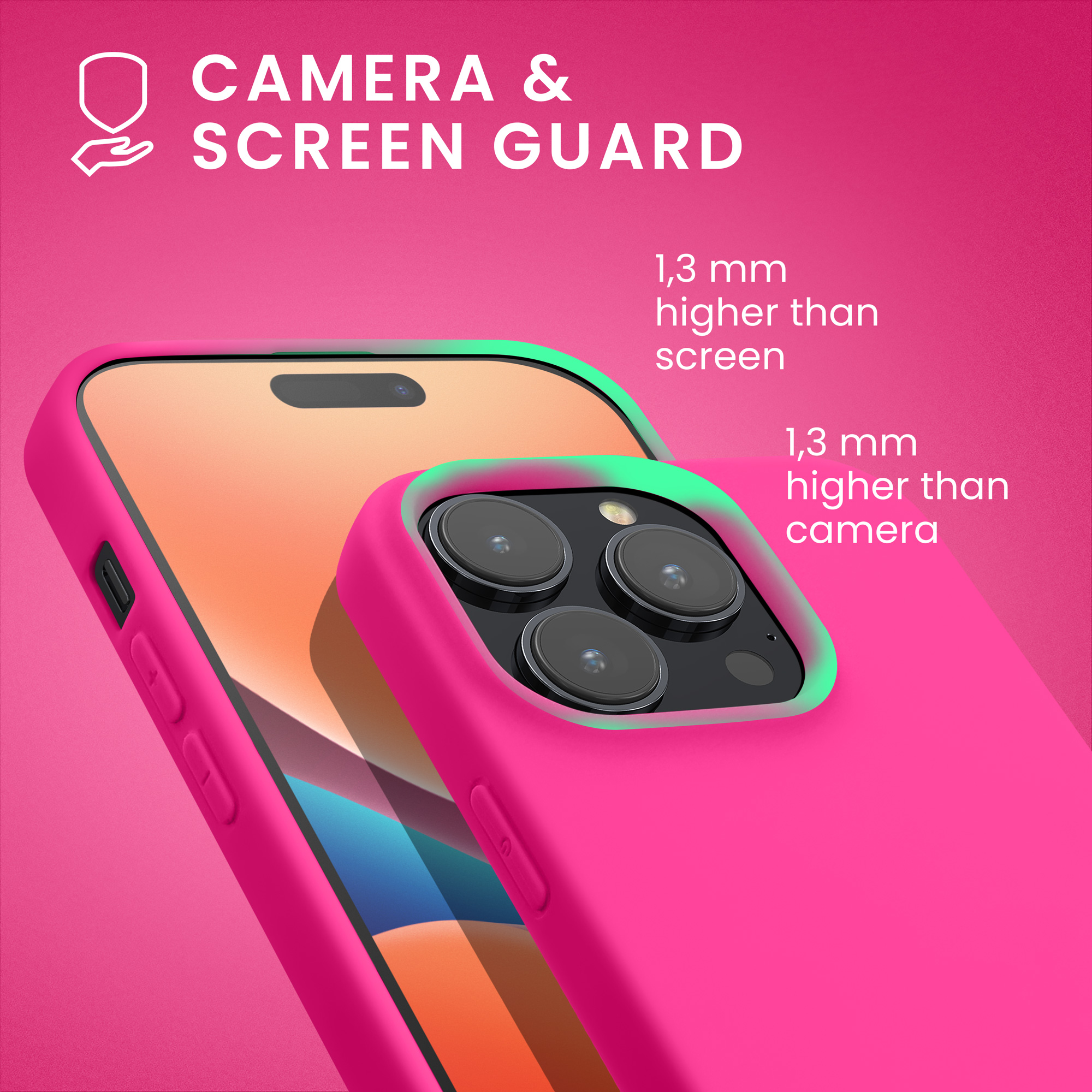 Nabíječka kwmobile slim soft-touch iPhone 14 Pro neonově růžová