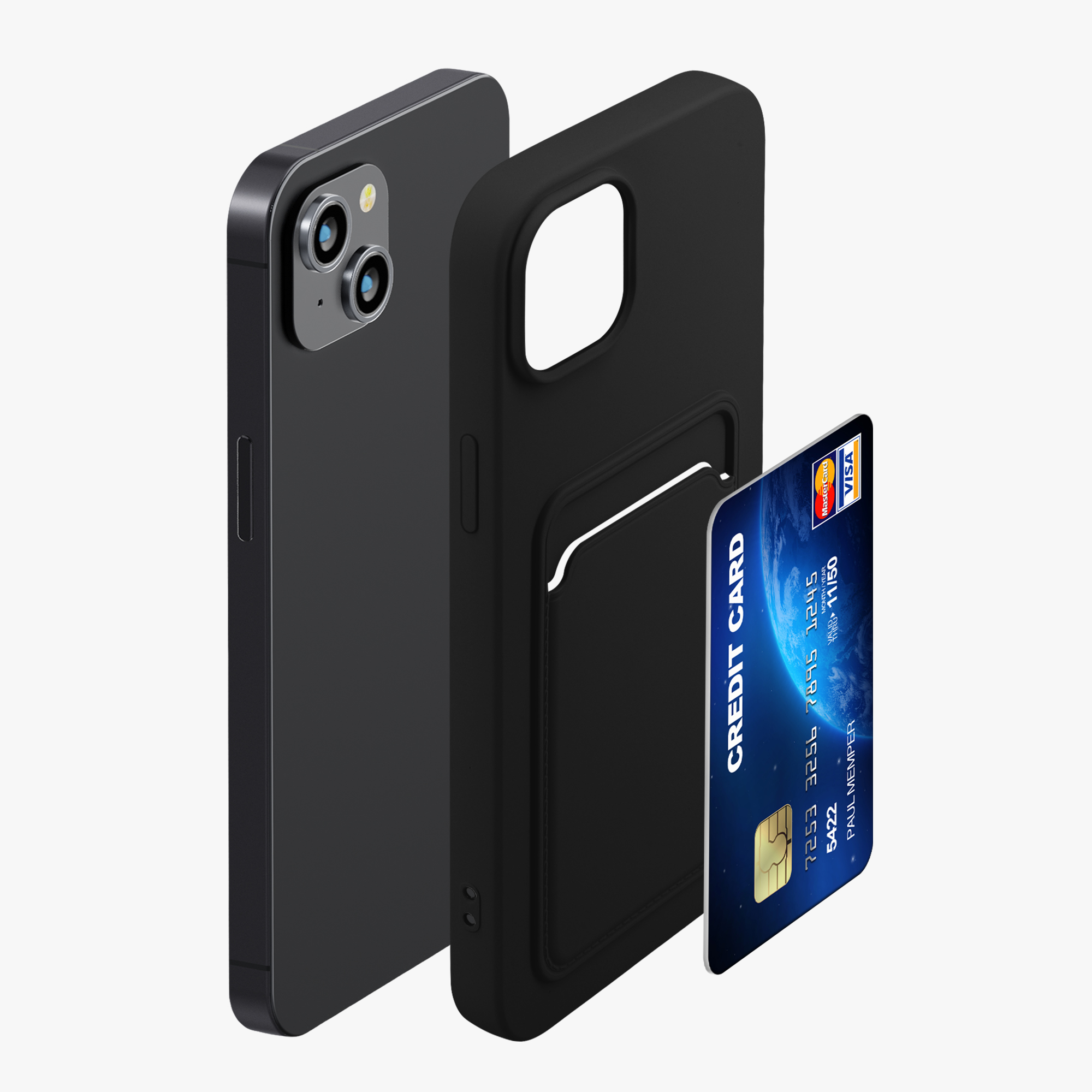 Kryt kwmobile s přihrádkou na kartu iPhone 14 Plus černá